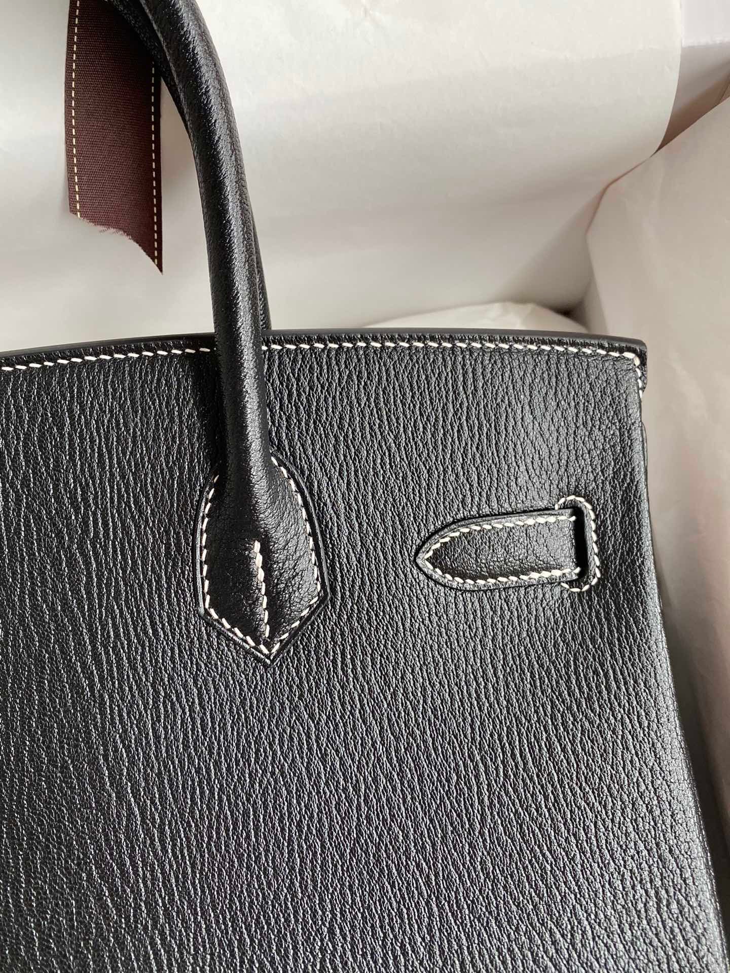 H**mes hss birkin 30 bicolor bag in black and red chevre mysore leather
