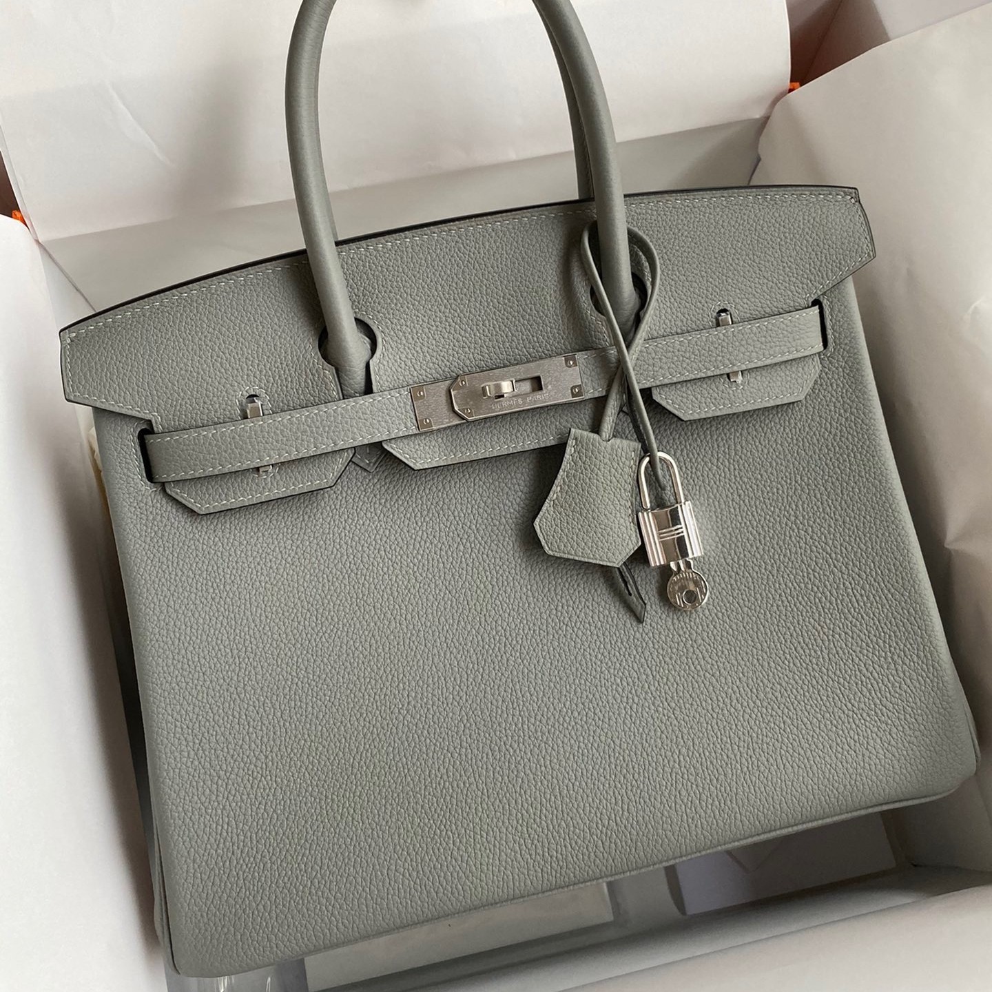 H**mes birkin 30 retourne handmade bag in girls mouette clemence leather