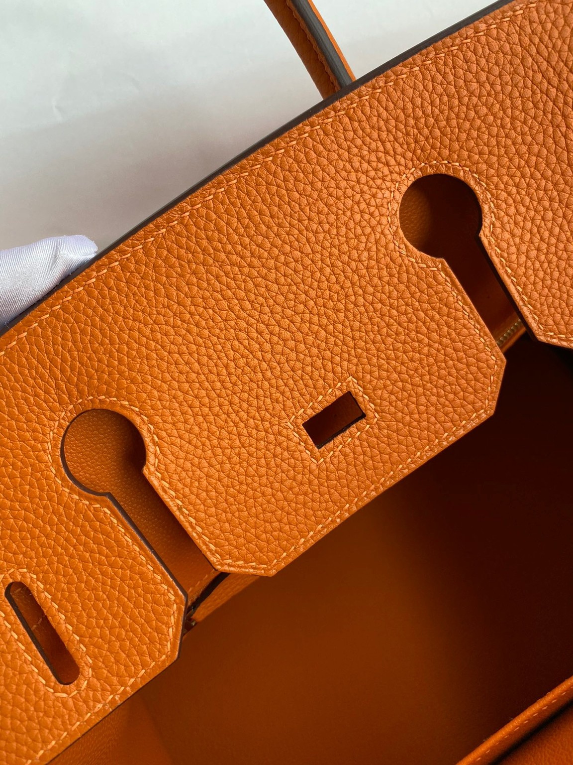 H**mes birkin 30 retourne handmade bag in orange clemence leather