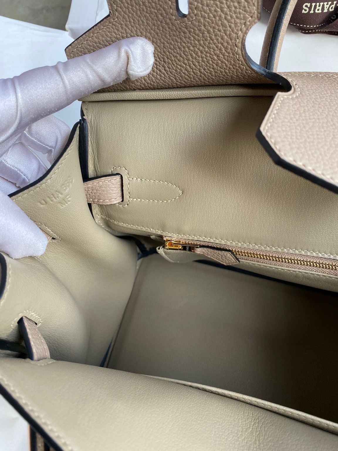 H**mes birkin 30 retourne handmade bag in trench clemence leather