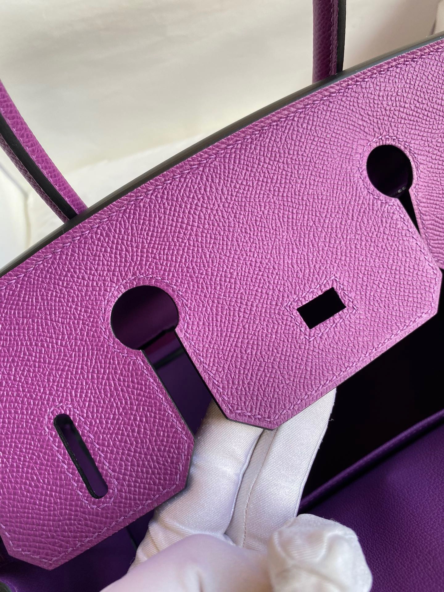 H**mes birkin 30 retourne handmade bag in anemone epsom calfskin