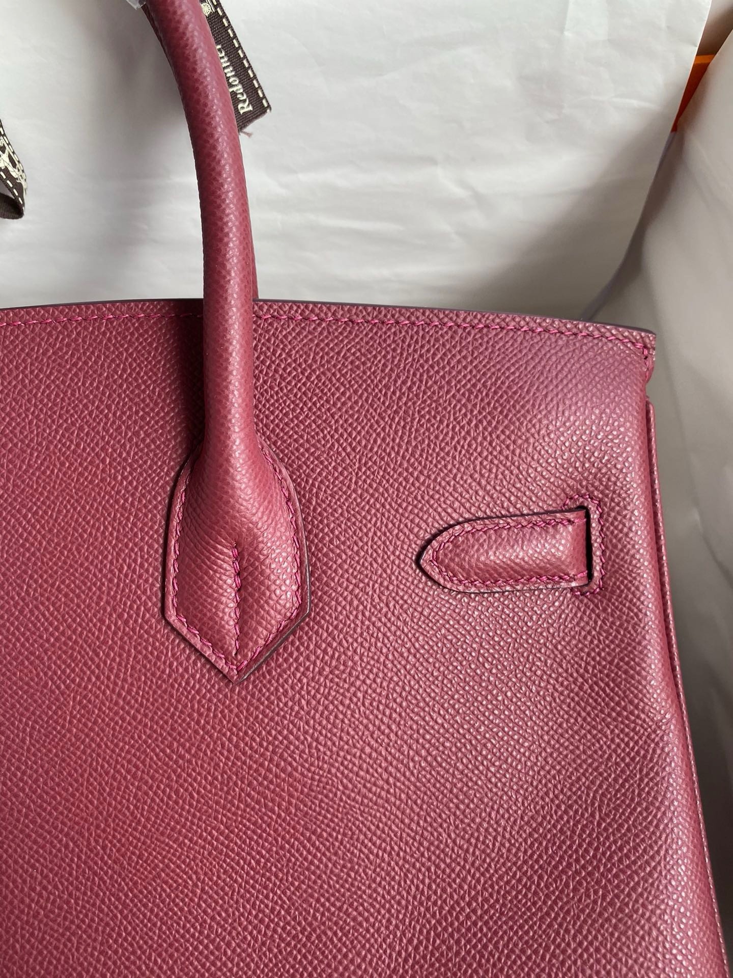 H**mes birkin 30 retourne handmade bag in ruby epsom calfskin