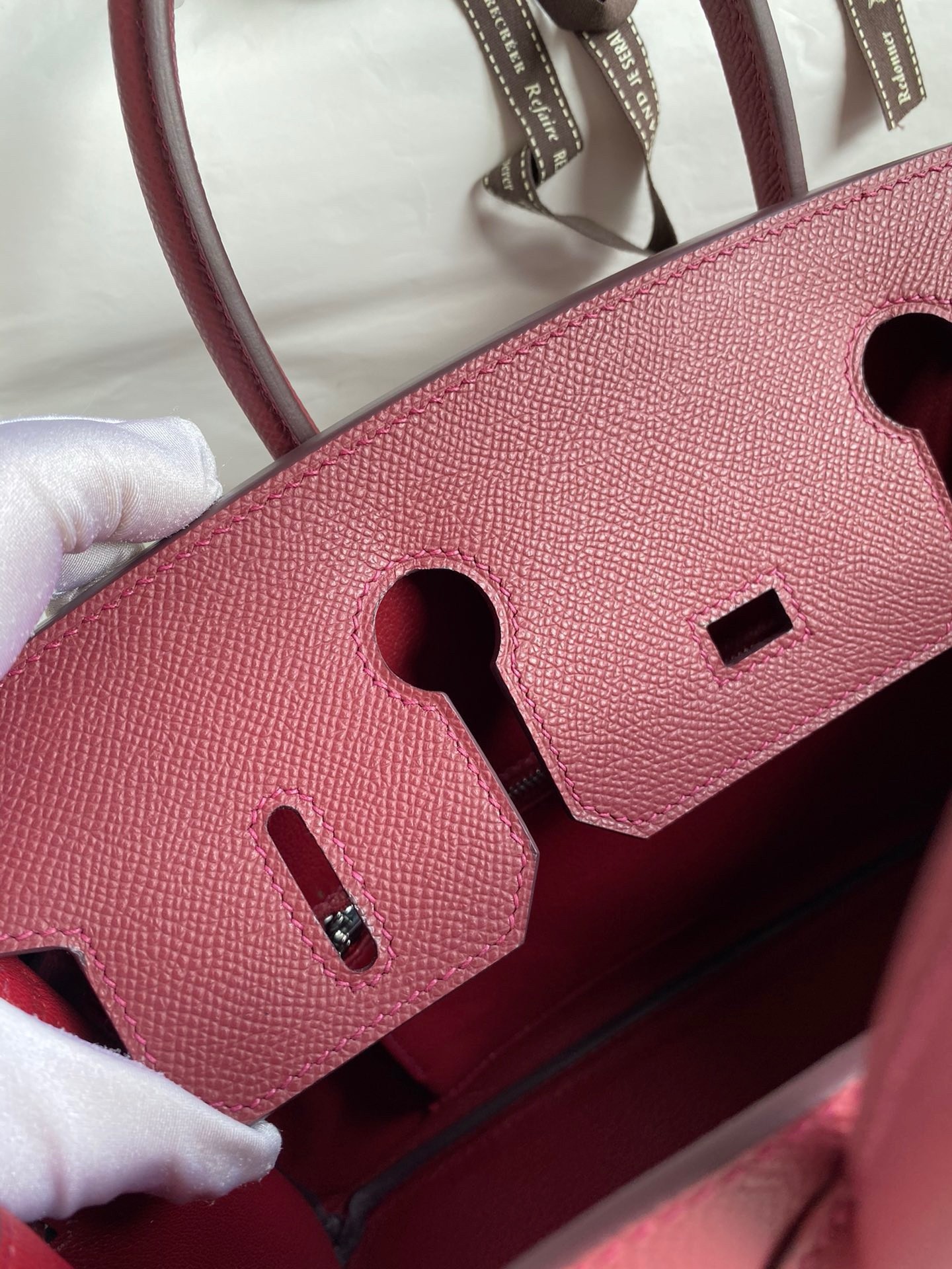 H**mes birkin 30 retourne handmade bag in ruby epsom calfskin