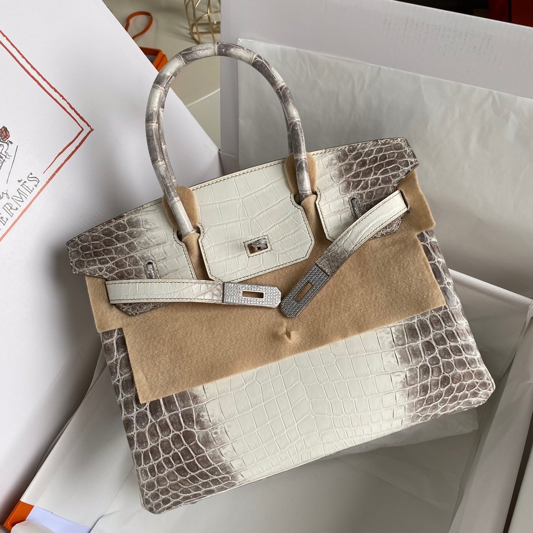 h**mes Di*m*nd birkin 30cm bag in himalaya niloticus crocodile skin