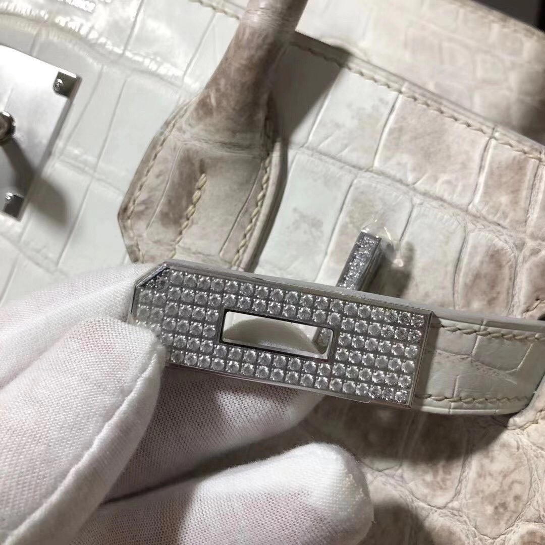h**mes Di*m*nd birkin 30cm bag in himalaya niloticus crocodile skin