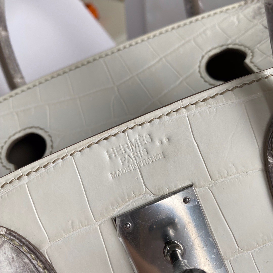 h**mes Di*m*nd birkin 30cm bag in himalaya niloticus crocodile skin