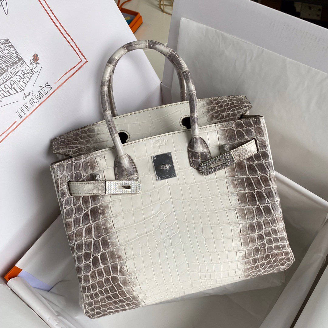 h**mes Di*m*nd birkin 30cm bag in himalaya niloticus crocodile skin
