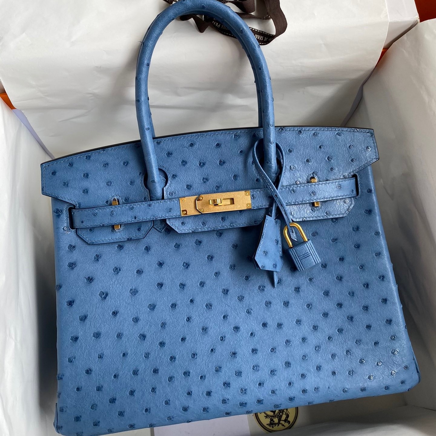H**mes birkin 30 retourne handmade bag in mykonos ostrich leather