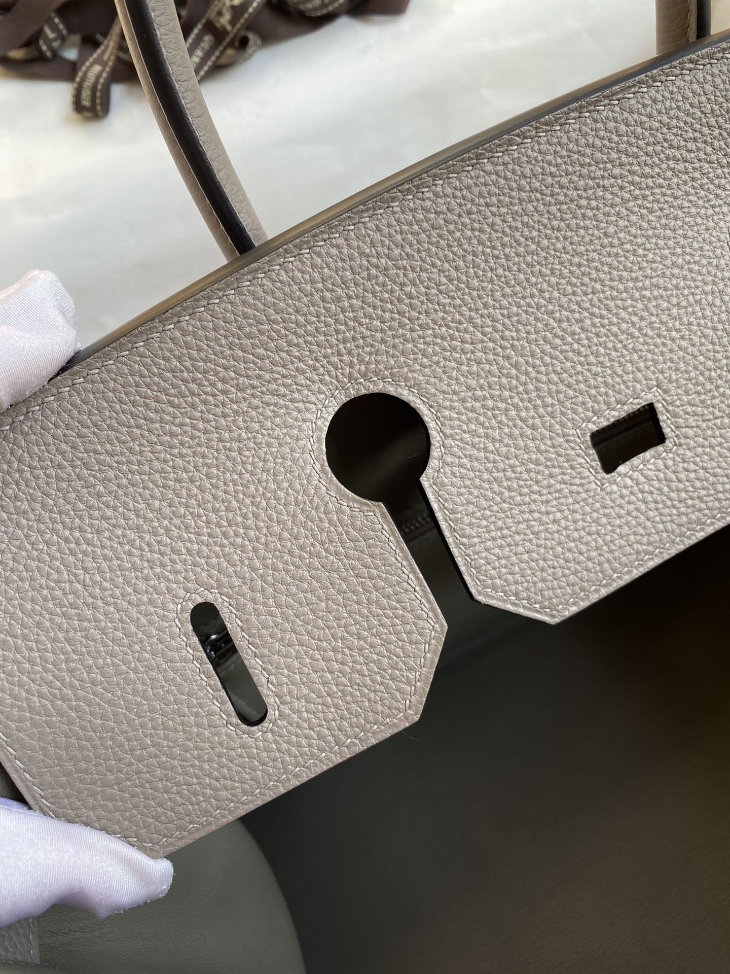 H**mes birkin 35 retourne handmade bag in gris asphalt clemence leather