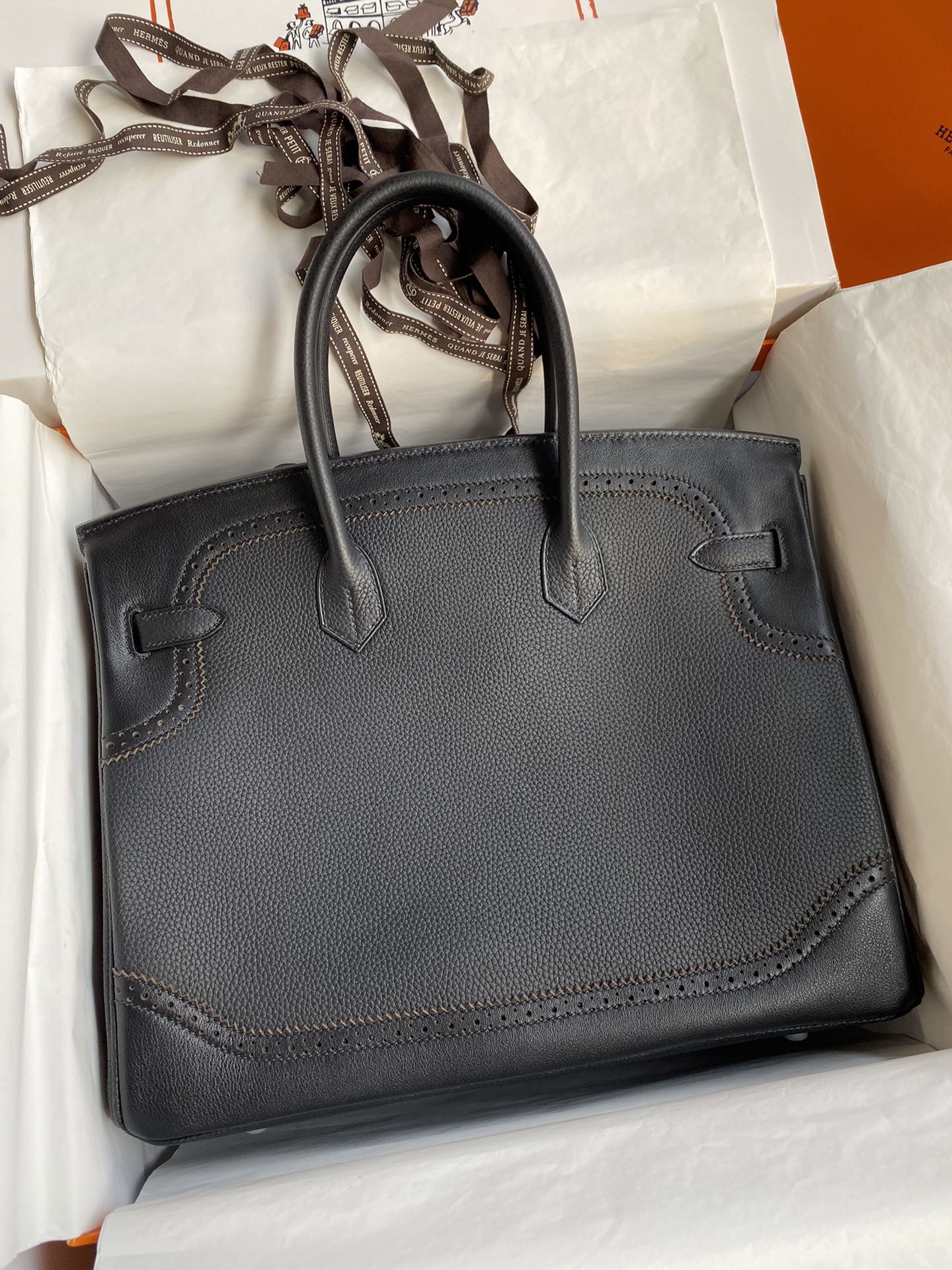 H**mes ghillies birkin 35cm limited-edition bag in black calfskin