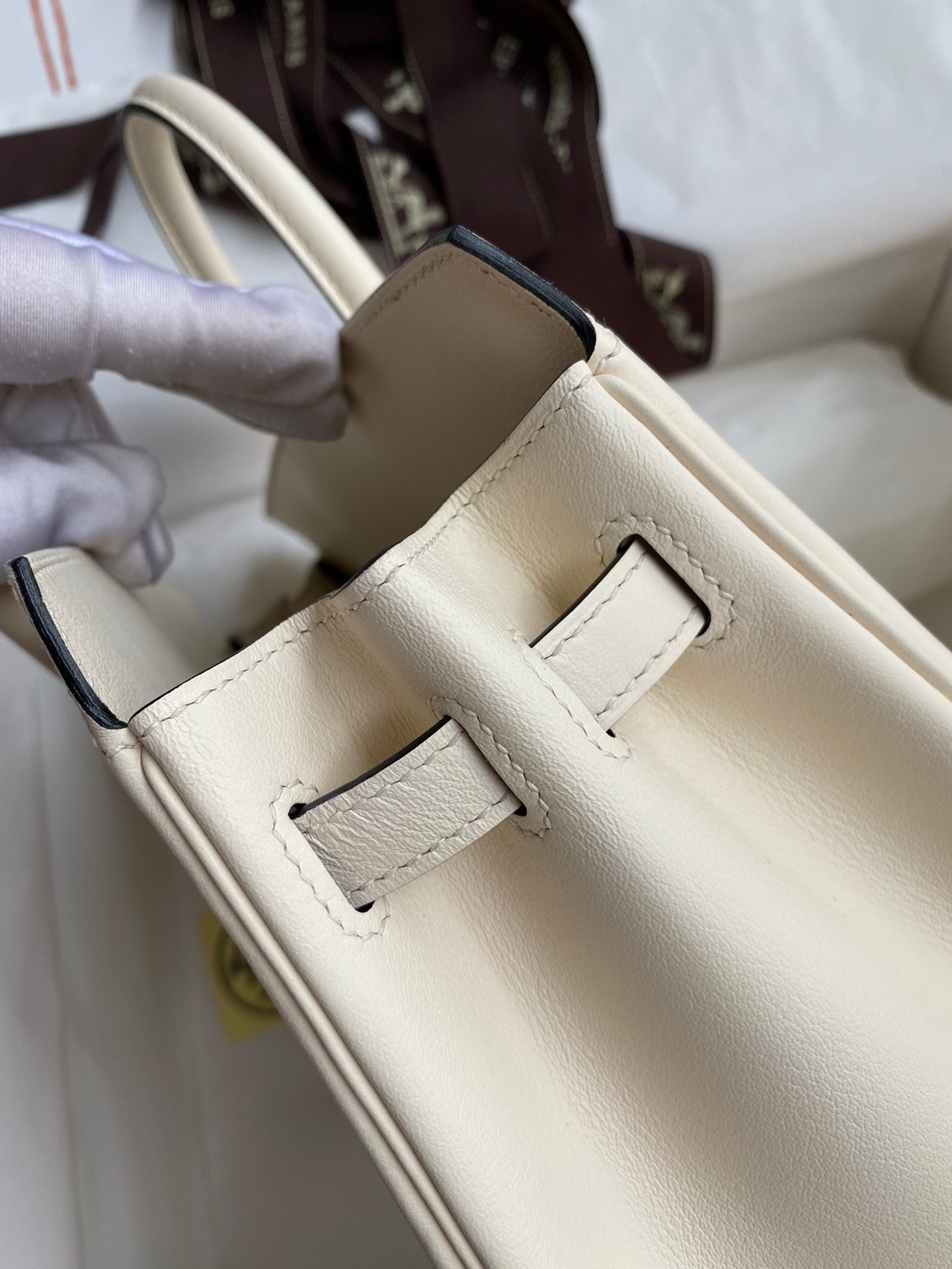 H**mes shadow birkin 25 limited edition bag in craie swift calfskin