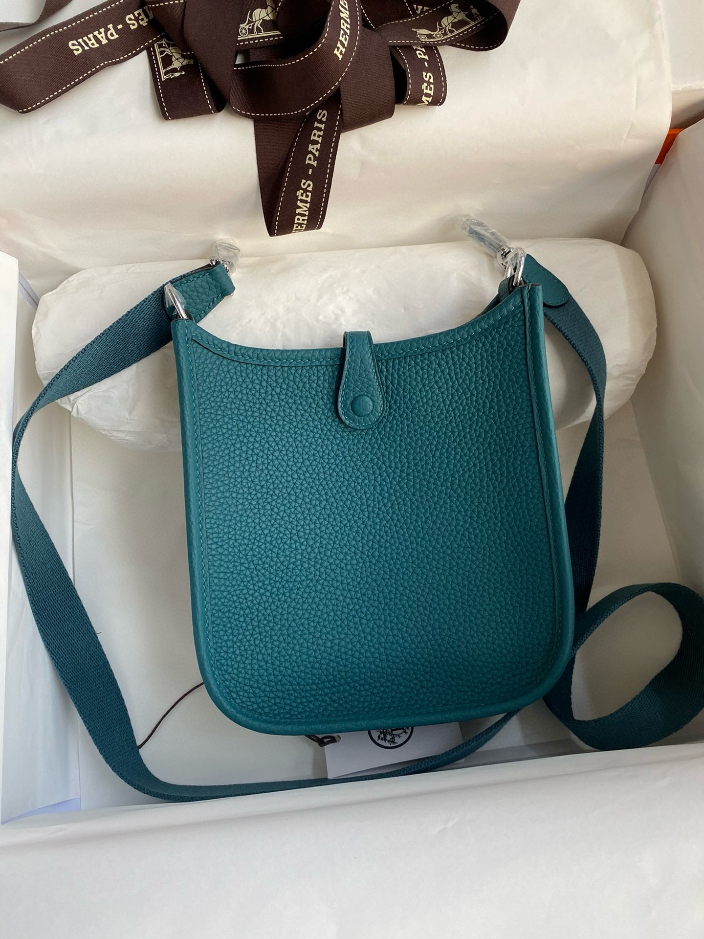 H**mes evelyne mini handmade bag in colvert clemence leather