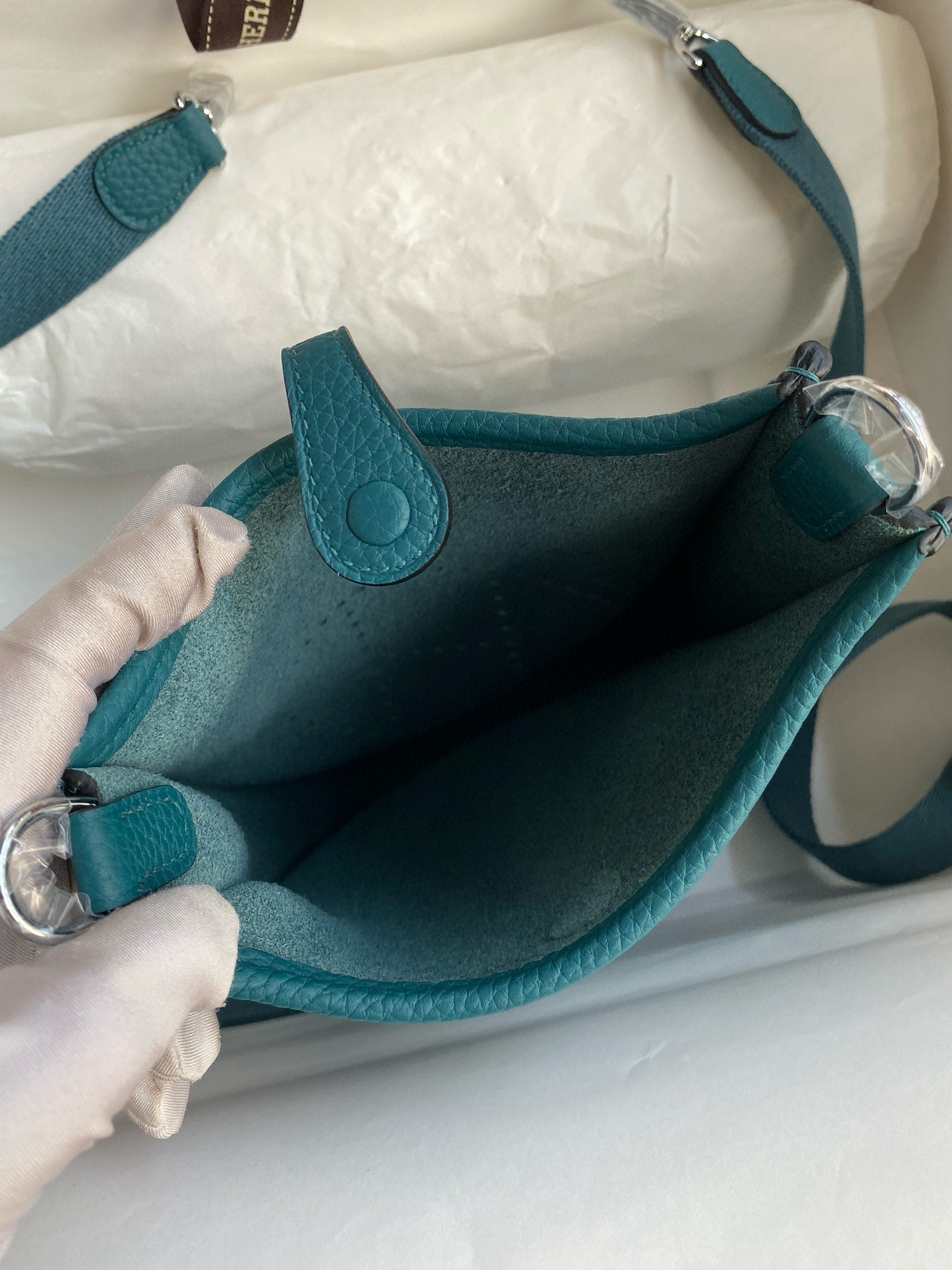 H**mes evelyne mini handmade bag in colvert clemence leather