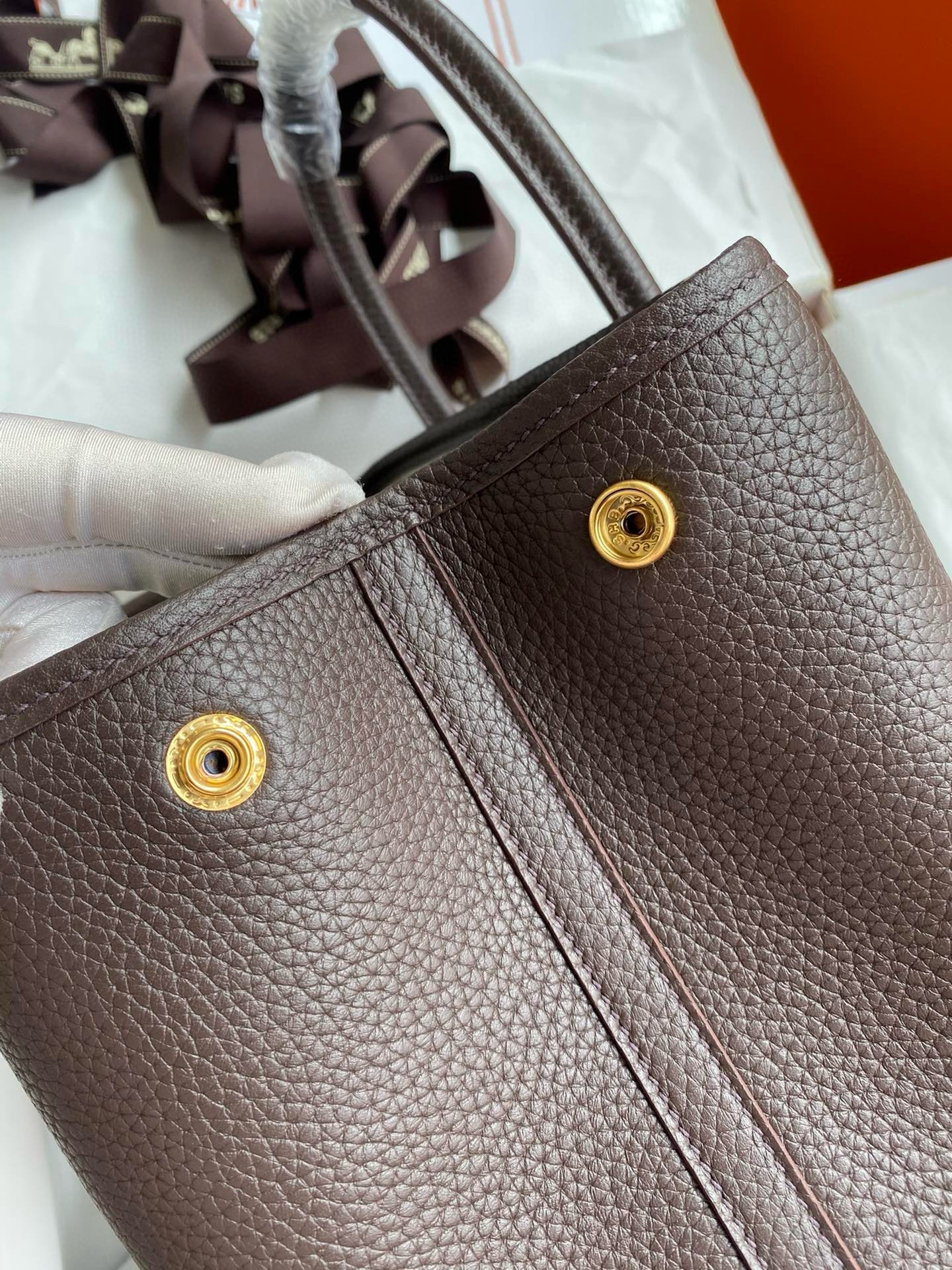 H**mes garden party 30 handmade bag in ebene clemence leather