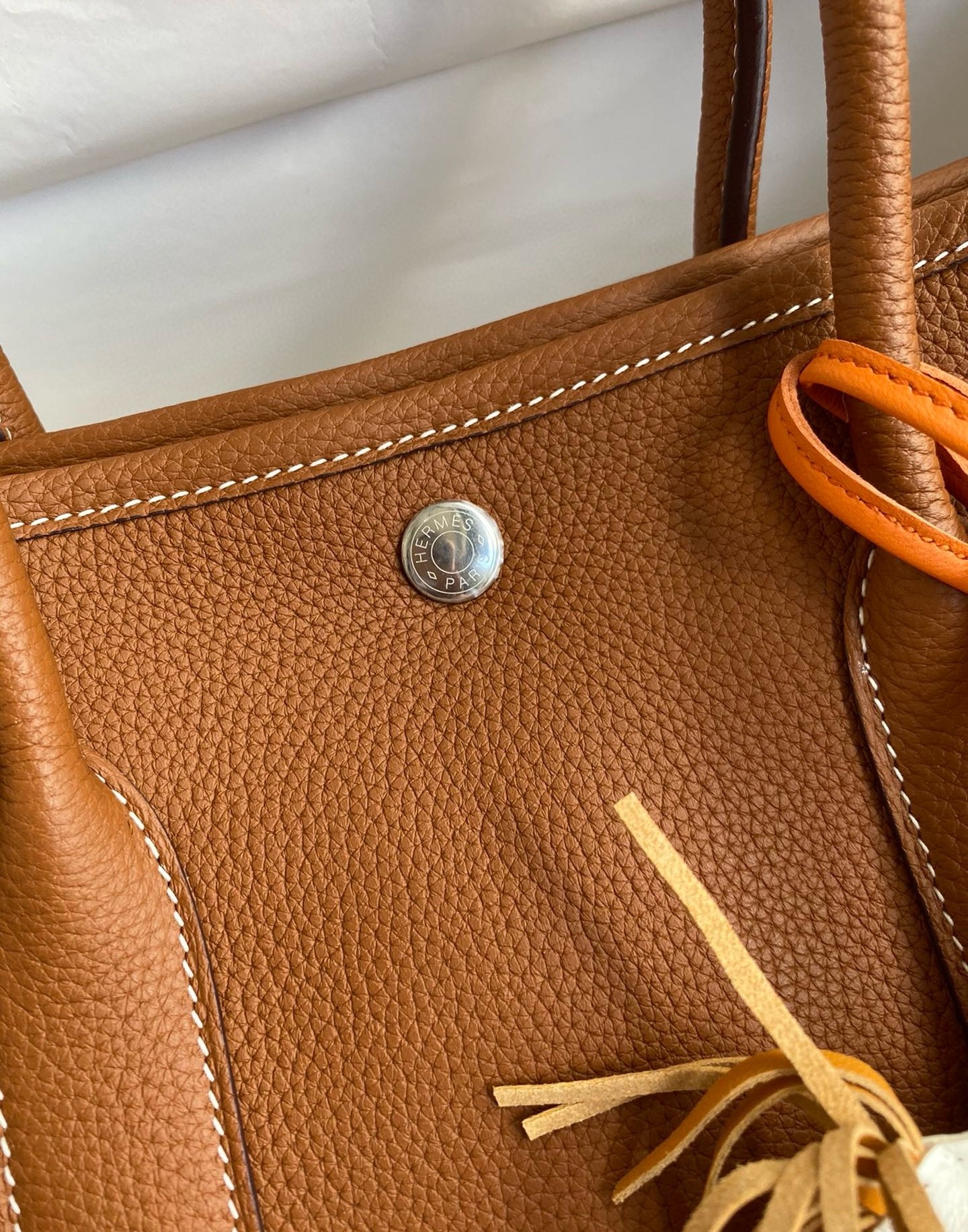 H**mes garden party 30 handmade bag in gold clemence leather