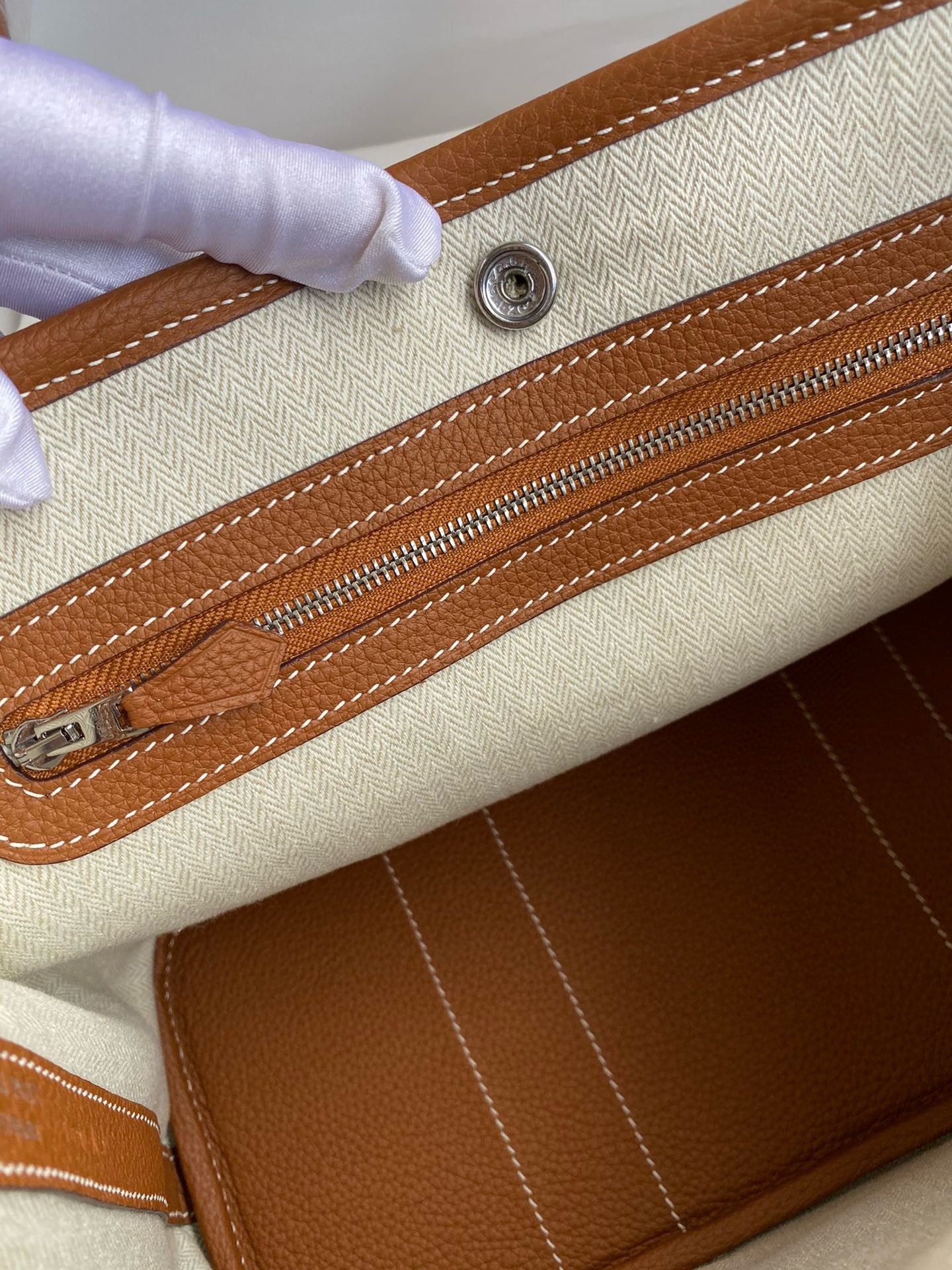 H**mes garden party 30 handmade bag in gold clemence leather