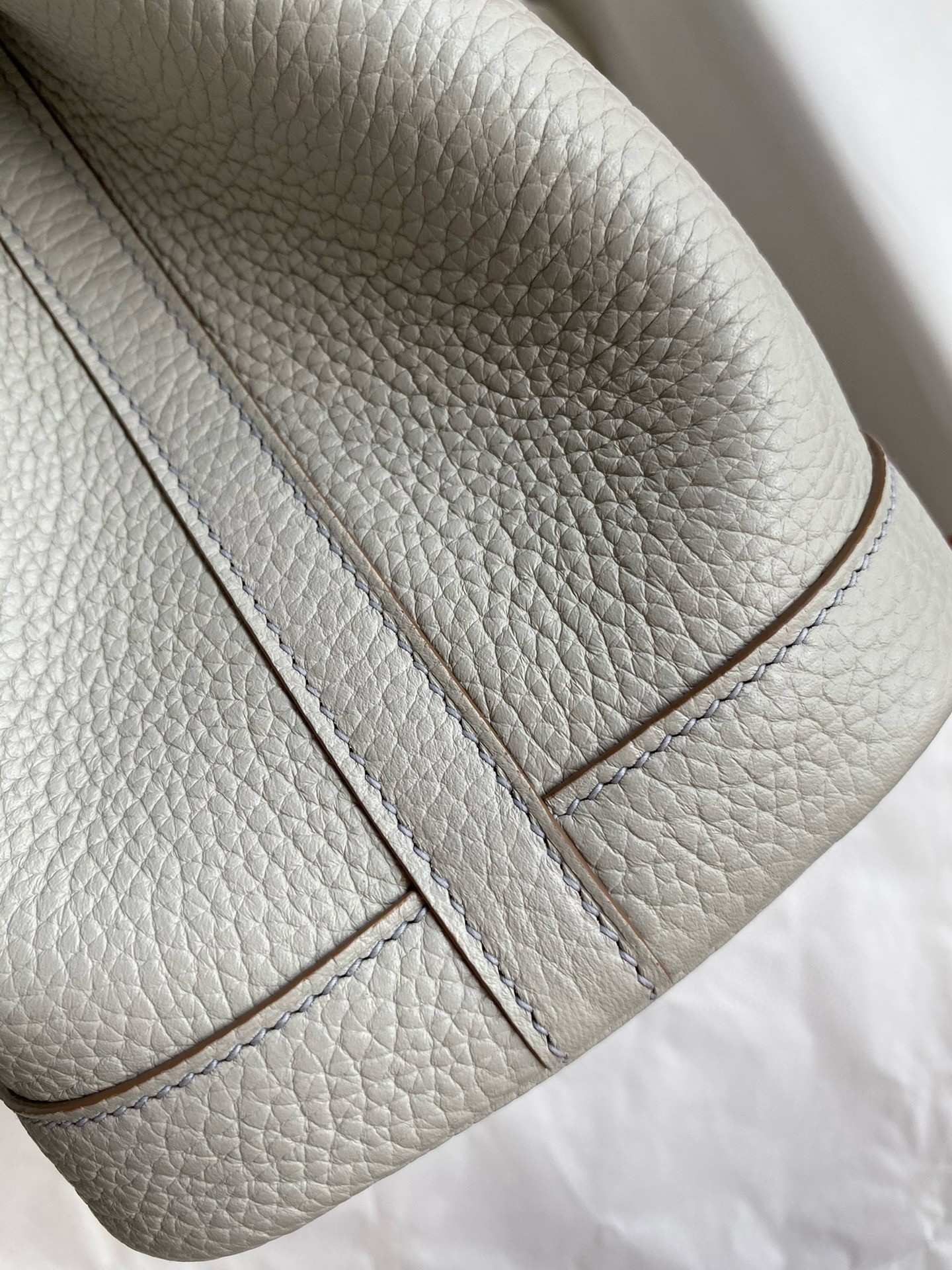 H**mes garden party 30 handmade bag in pearl grey clemence leather