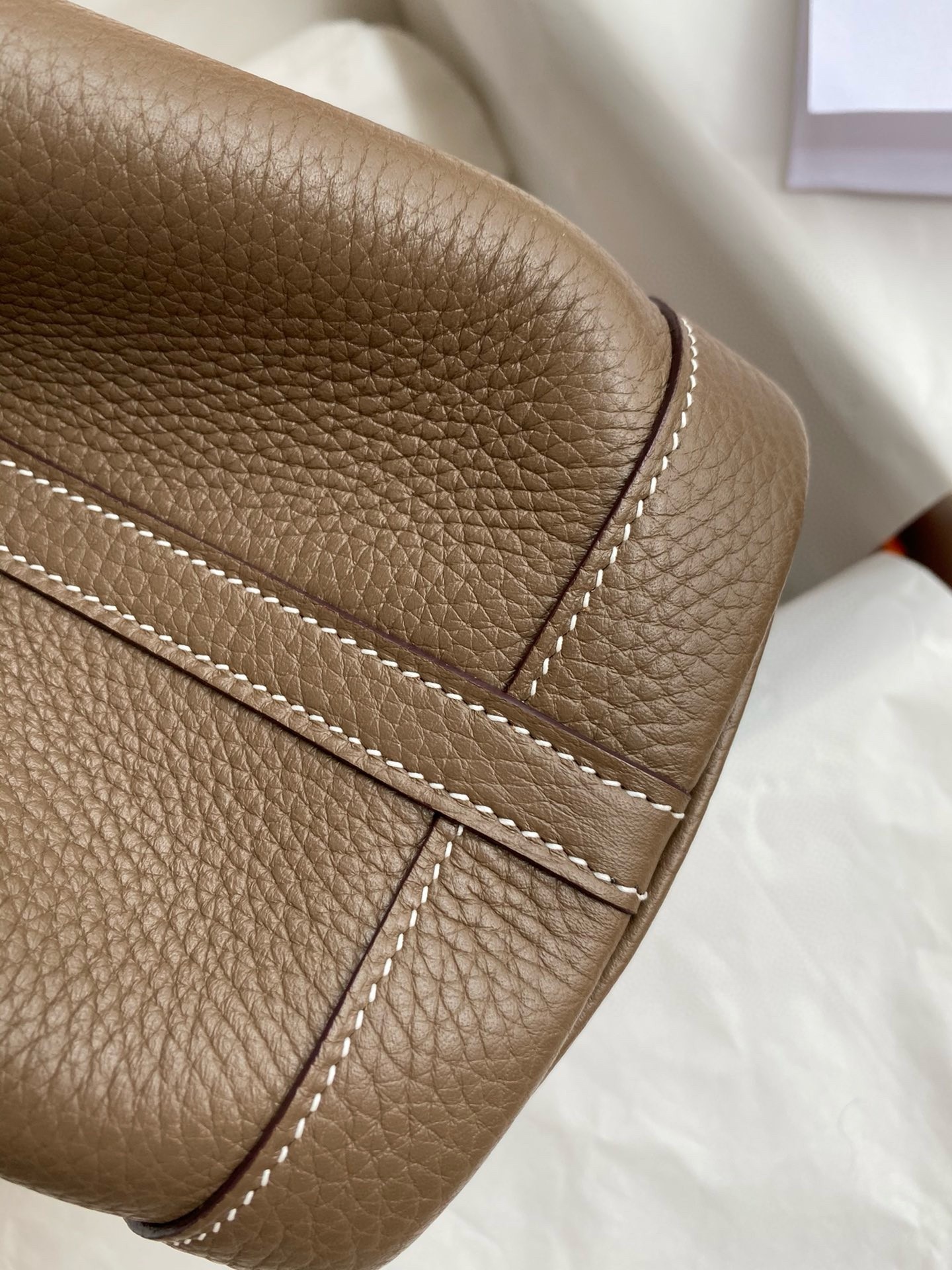 H**mes garden party 30 handmade bag in taupe clemence leather