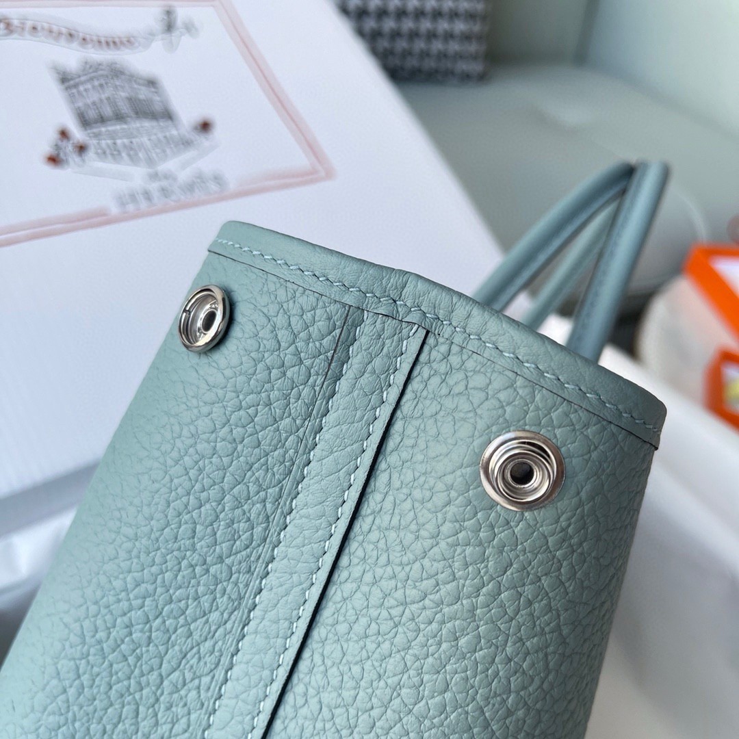 H**mes garden party 30 handmade bag in ciel negonda leather