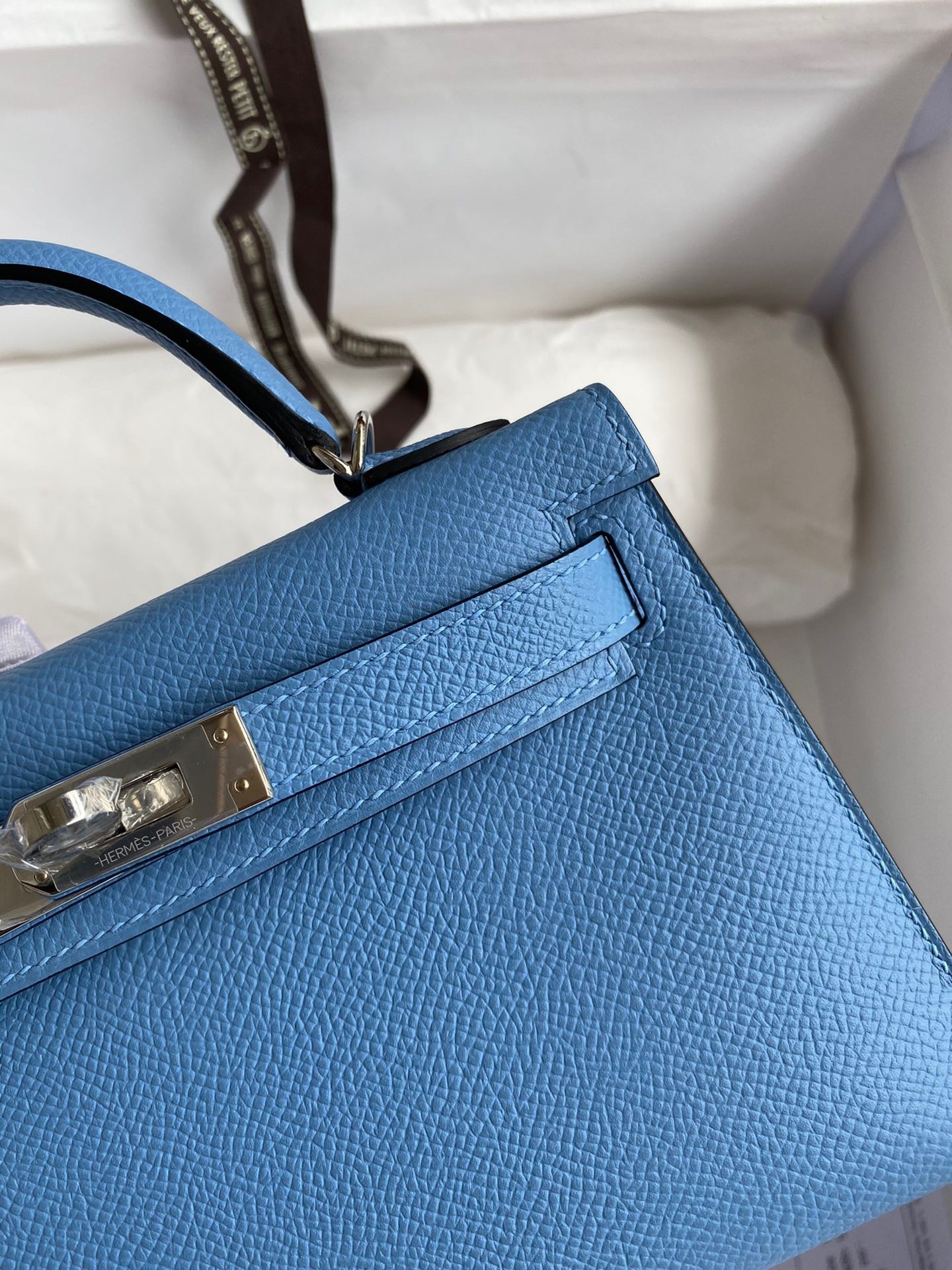 H**mes kelly mini ii sellier handmade bag in blue paradise epsom calfskin