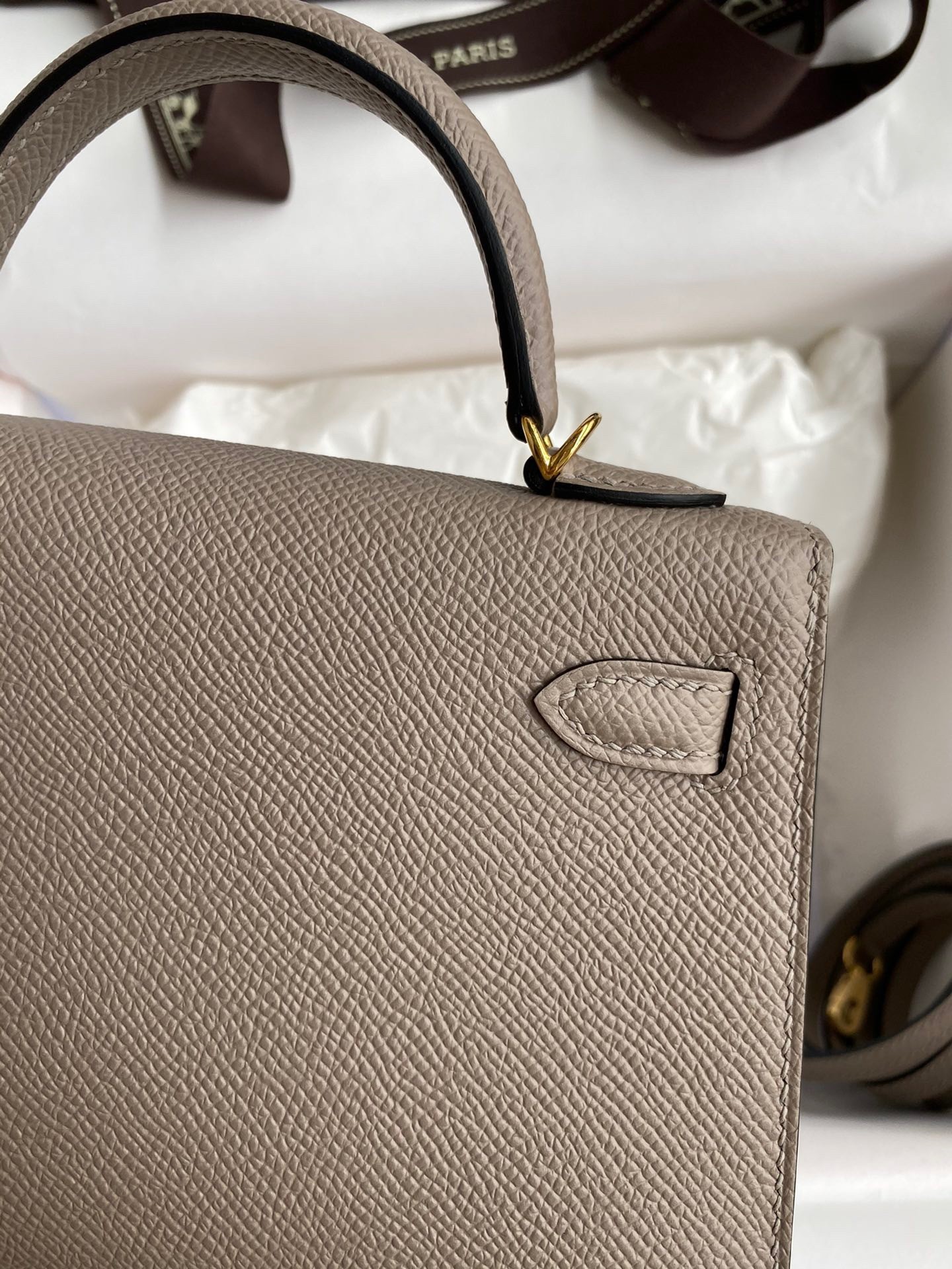 H**mes kelly mini ii sellier handmade bag in gris asphalt epsom calfskin