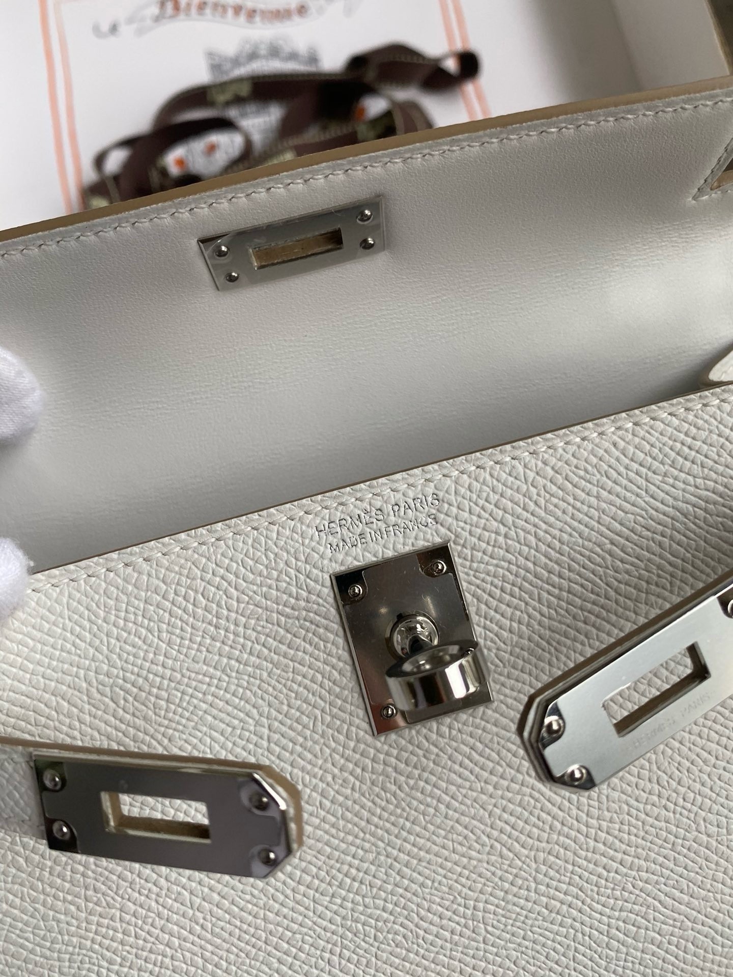 H**mes kelly mini ii sellier handmade bag in gris pale epsom calfskin