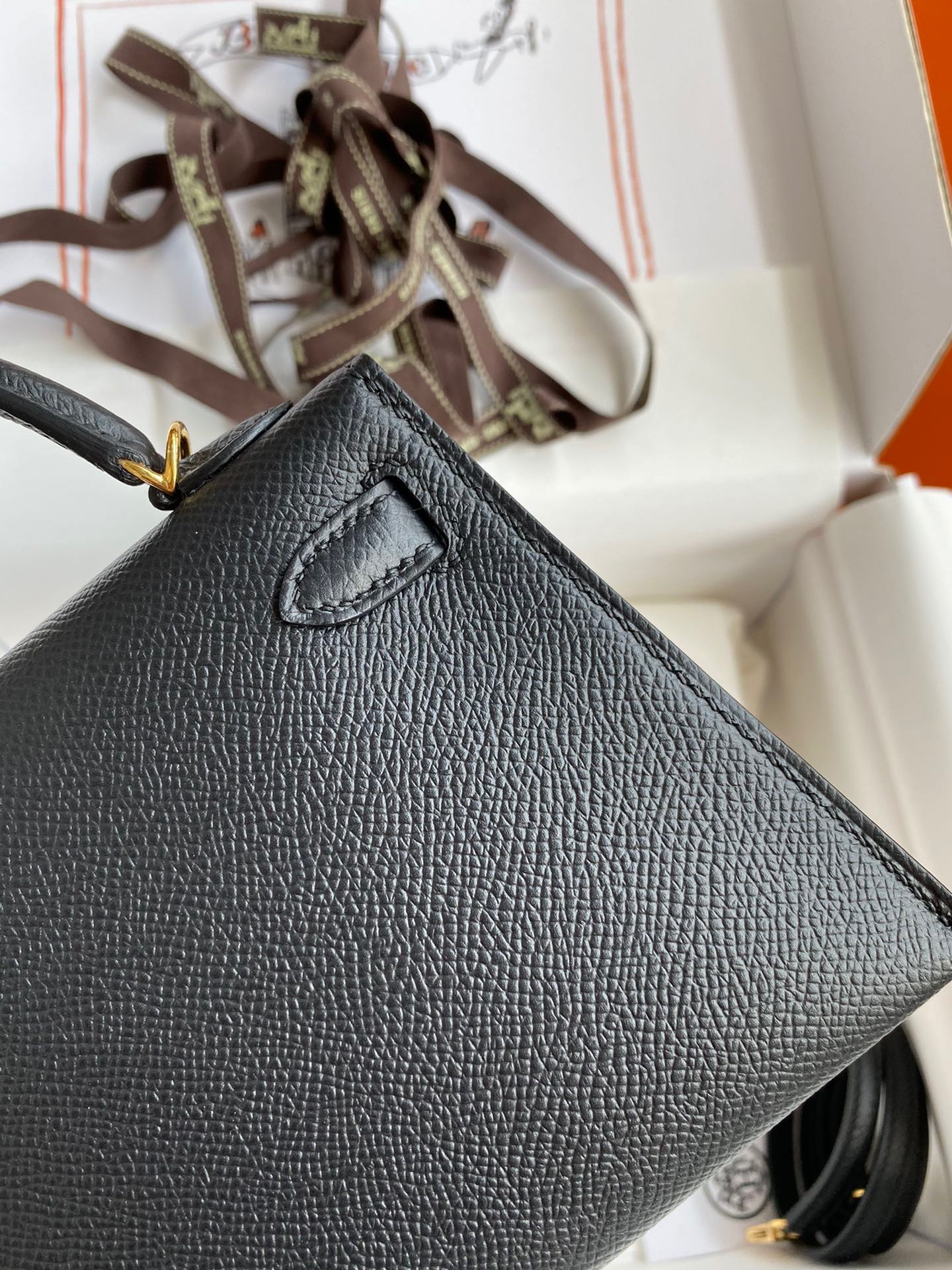 H**mes kelly mini ii sellier handmade bag in black epsom calfskin