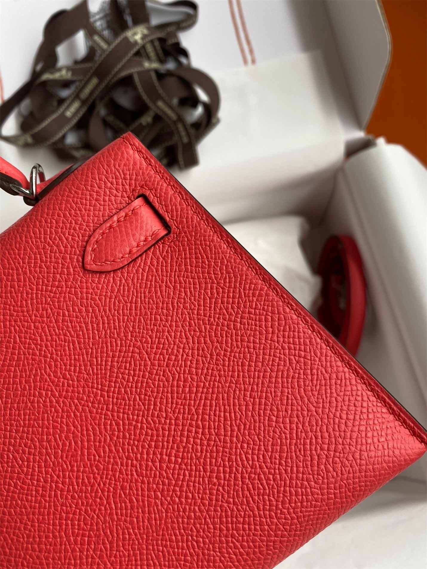 H**mes kelly mini ii sellier handmade bag in piment epsom calfskin