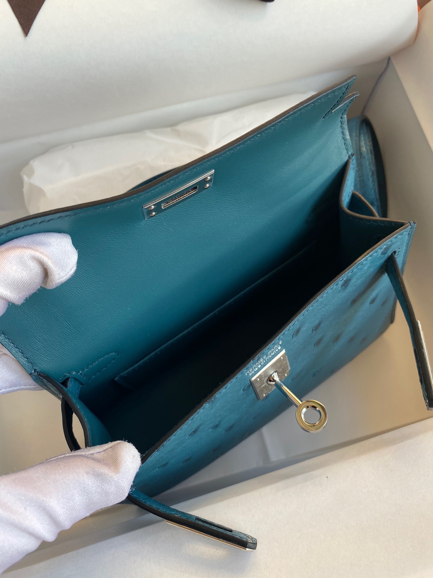 H**mes kelly mini ii sellier handmade bag in colvert ostrich leather