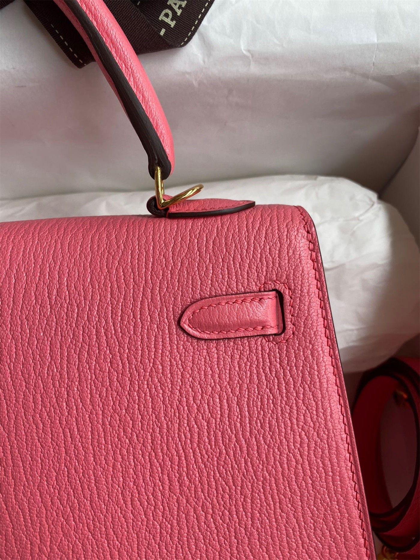 H**mes kelly sellier 25 handmade bag in rose lipstick mysore goatskin