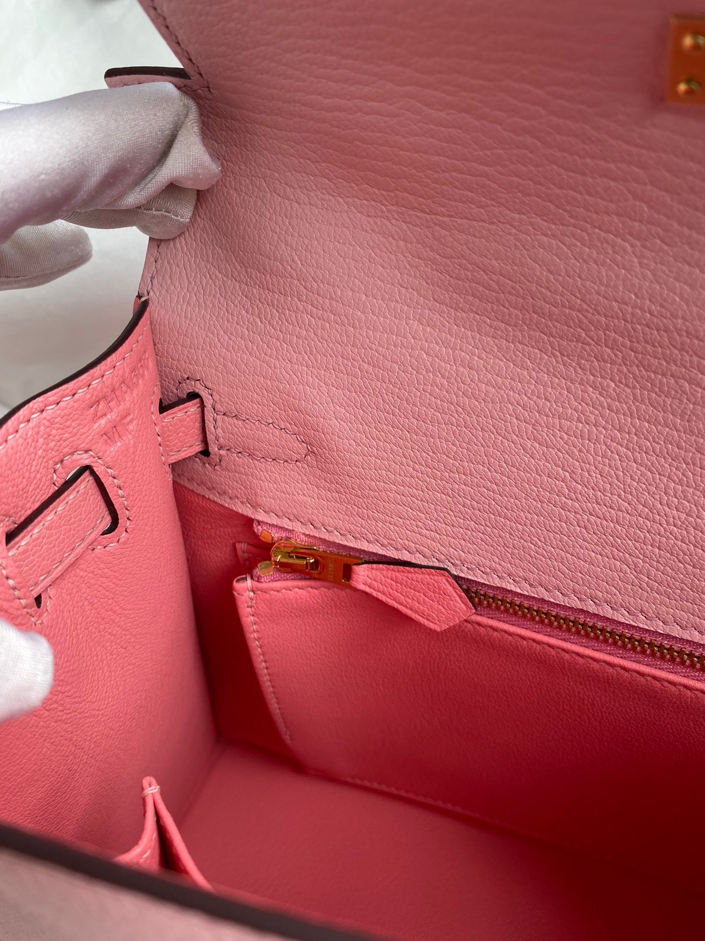 H**mes kelly sellier 25 bicolor bag in rose confetti and lipstick mysore goatskin
