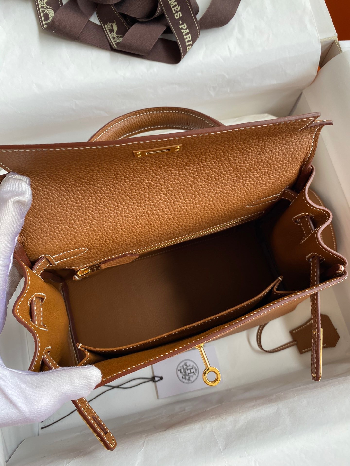 H**mes kelly retourne 25 handmade bag in gold clemence leather