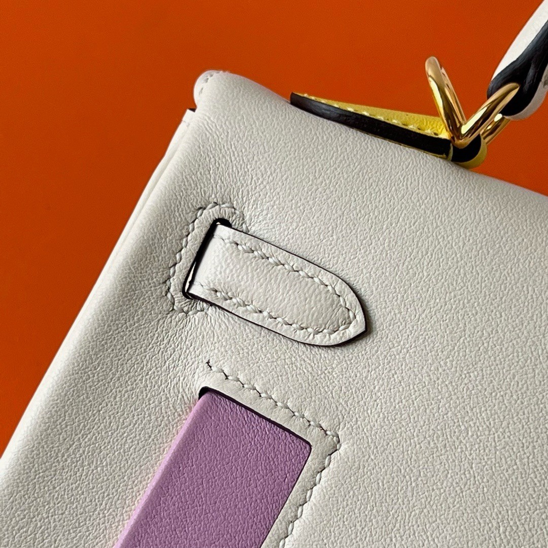 H**mes kelly colormatic 25 handmade bag in nata swifit leather