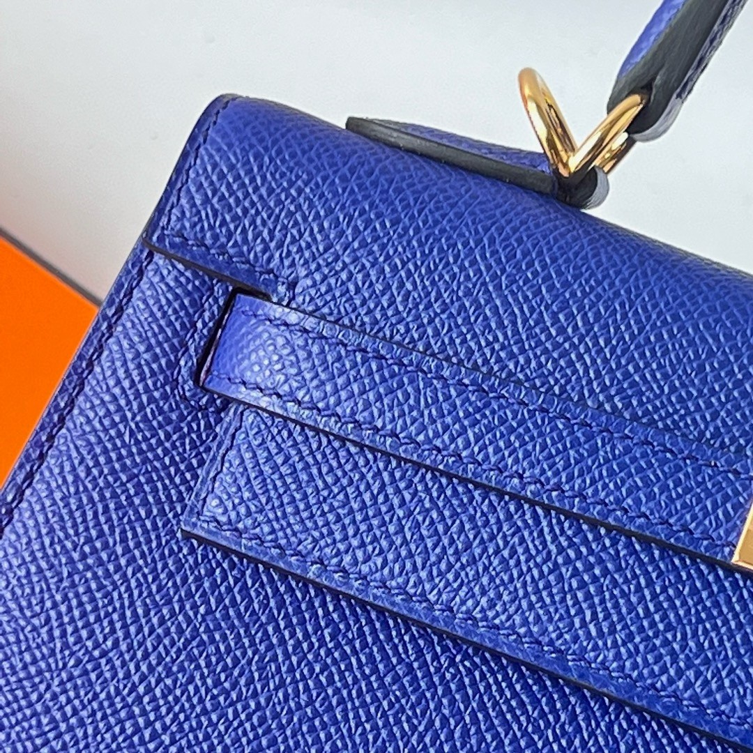 H**mes kelly sellier 25 handmade bag in blue electric epsom calfskin