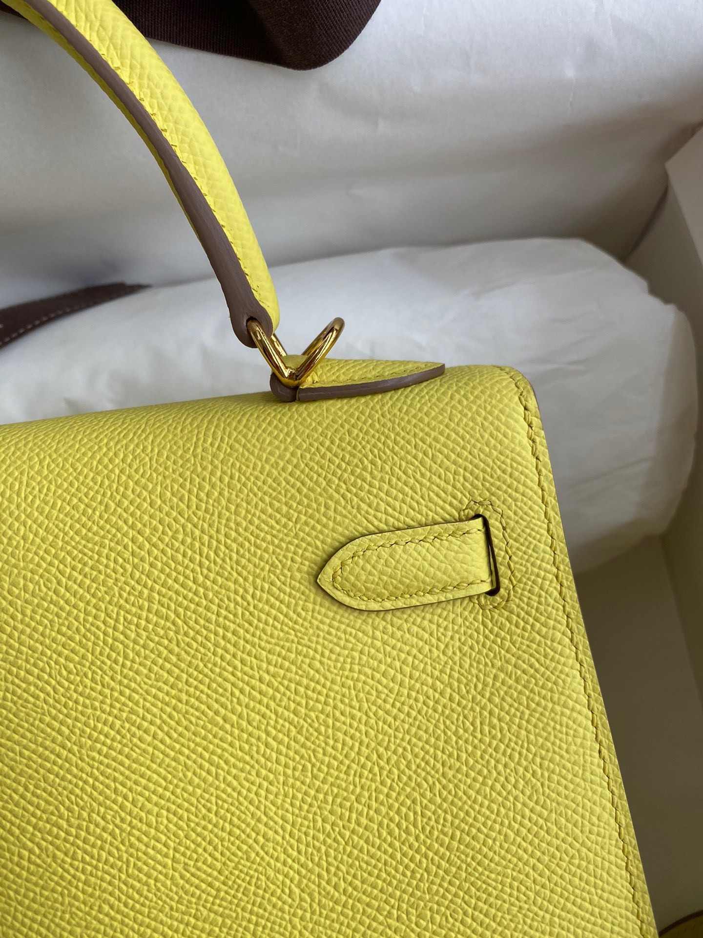 H**mes kelly sellier 25 handmade bag in lime epsom calfskin