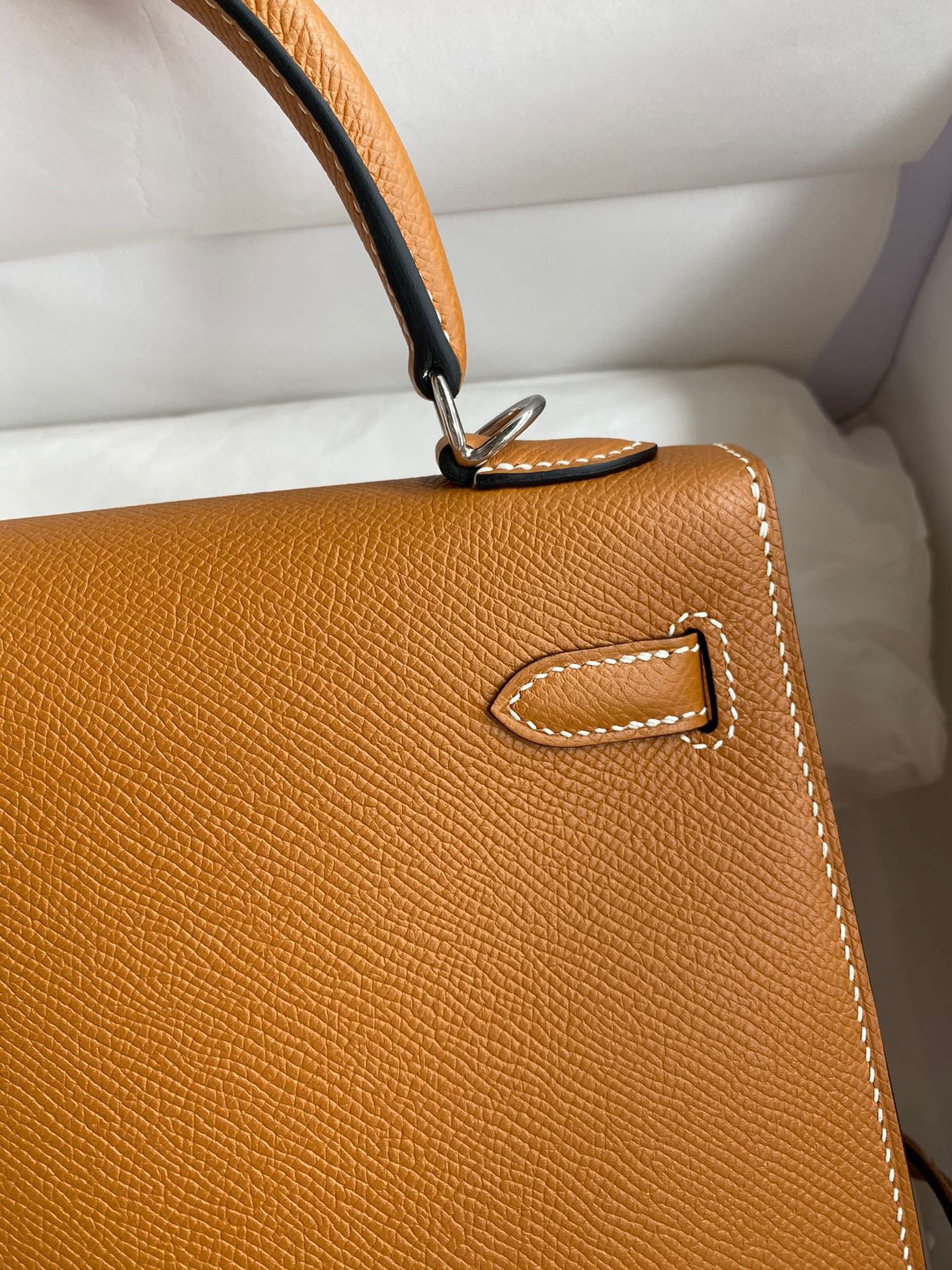 H**mes kelly sellier 25 handmade bag in toffee epsom calfskin
