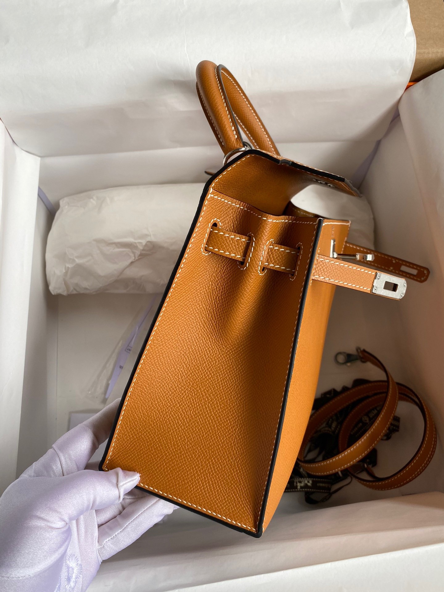H**mes kelly sellier 25 handmade bag in toffee epsom calfskin