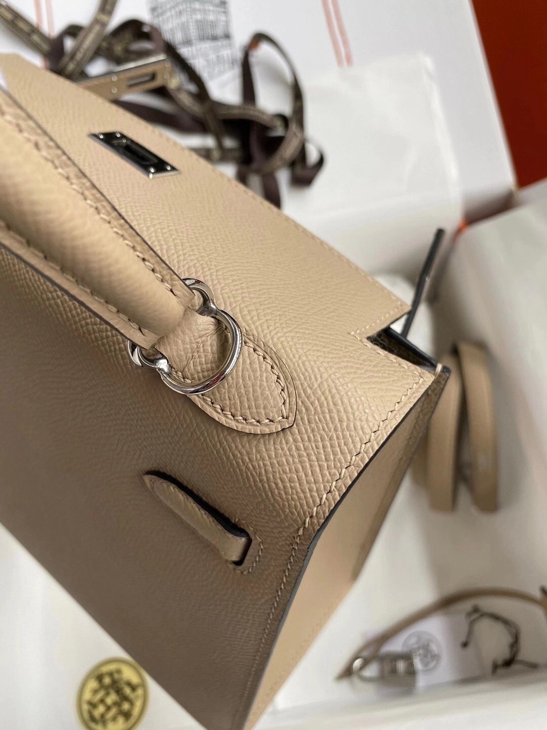 H**mes kelly sellier 25 handmade bag in trench epsom calfskin