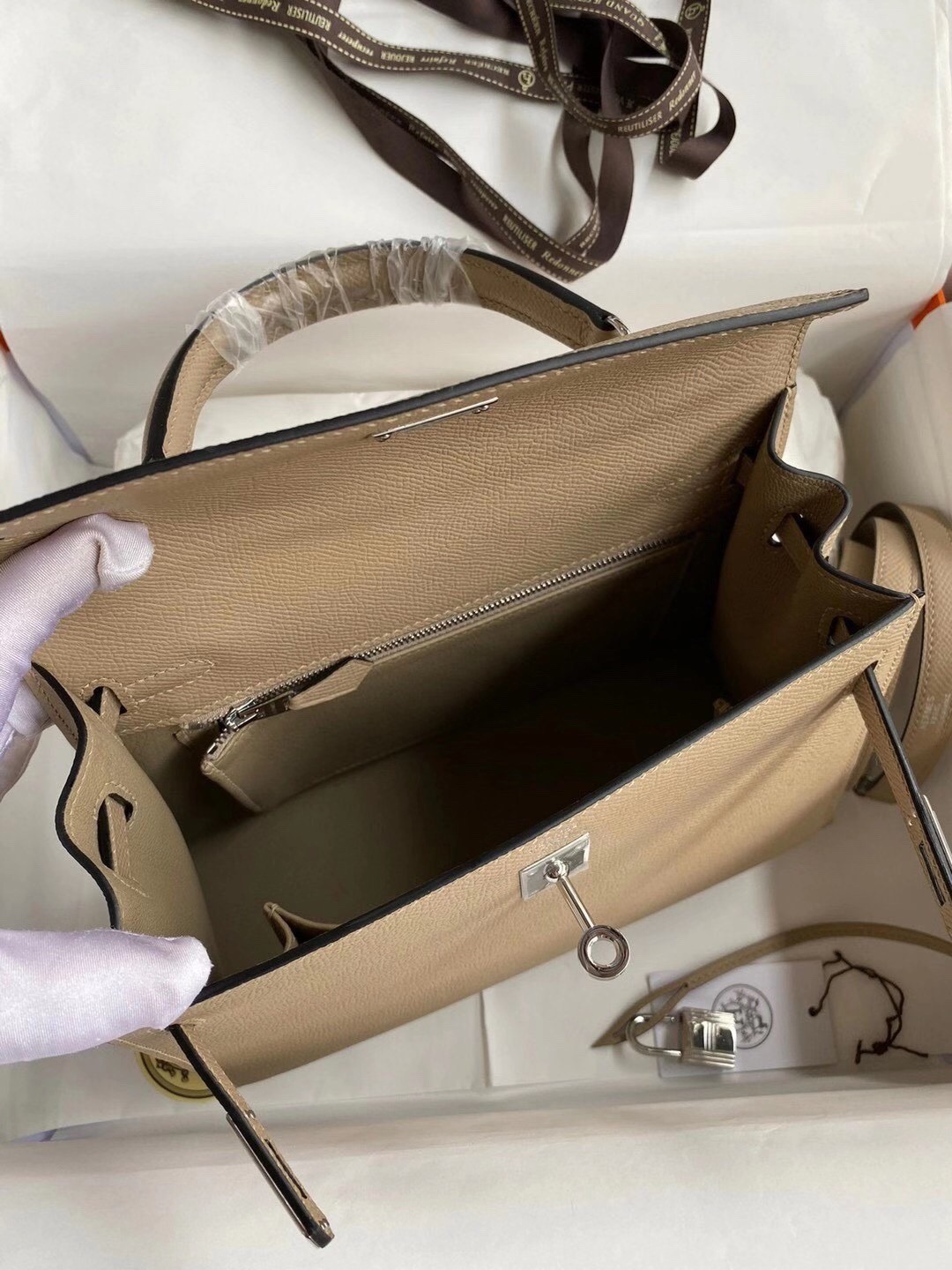 H**mes kelly sellier 25 handmade bag in trench epsom calfskin