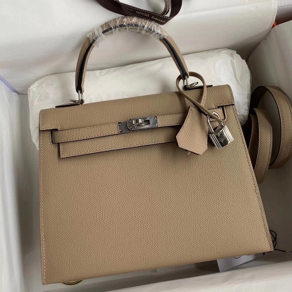 H**mes kelly sellier 25 handmade bag in trench epsom calfskin