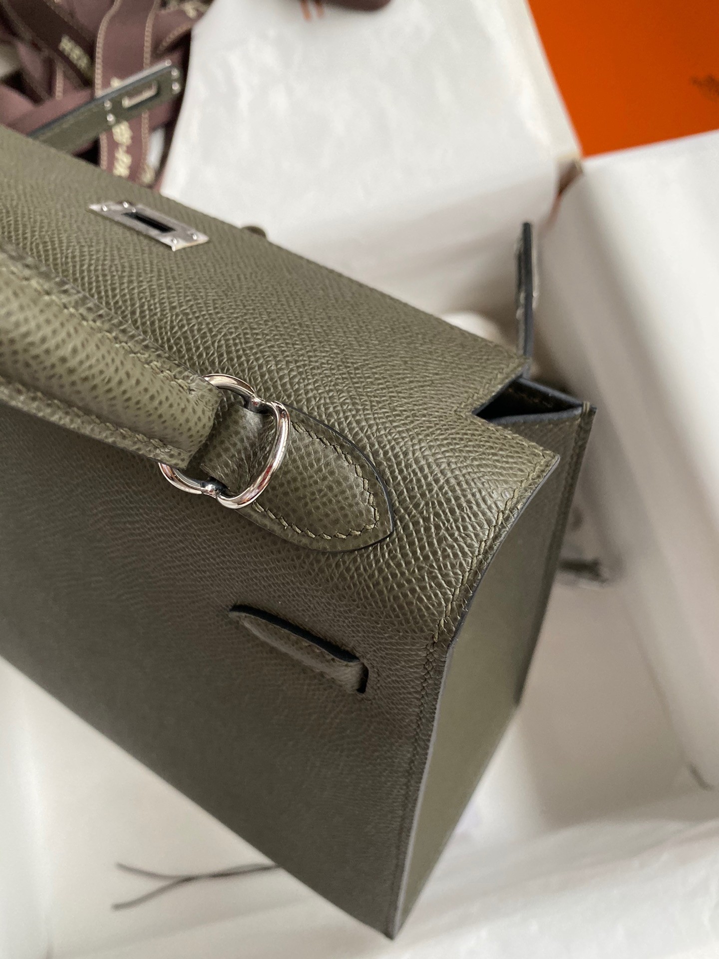 H**mes kelly sellier 25 handmade bag in vert de gris epsom calfskin