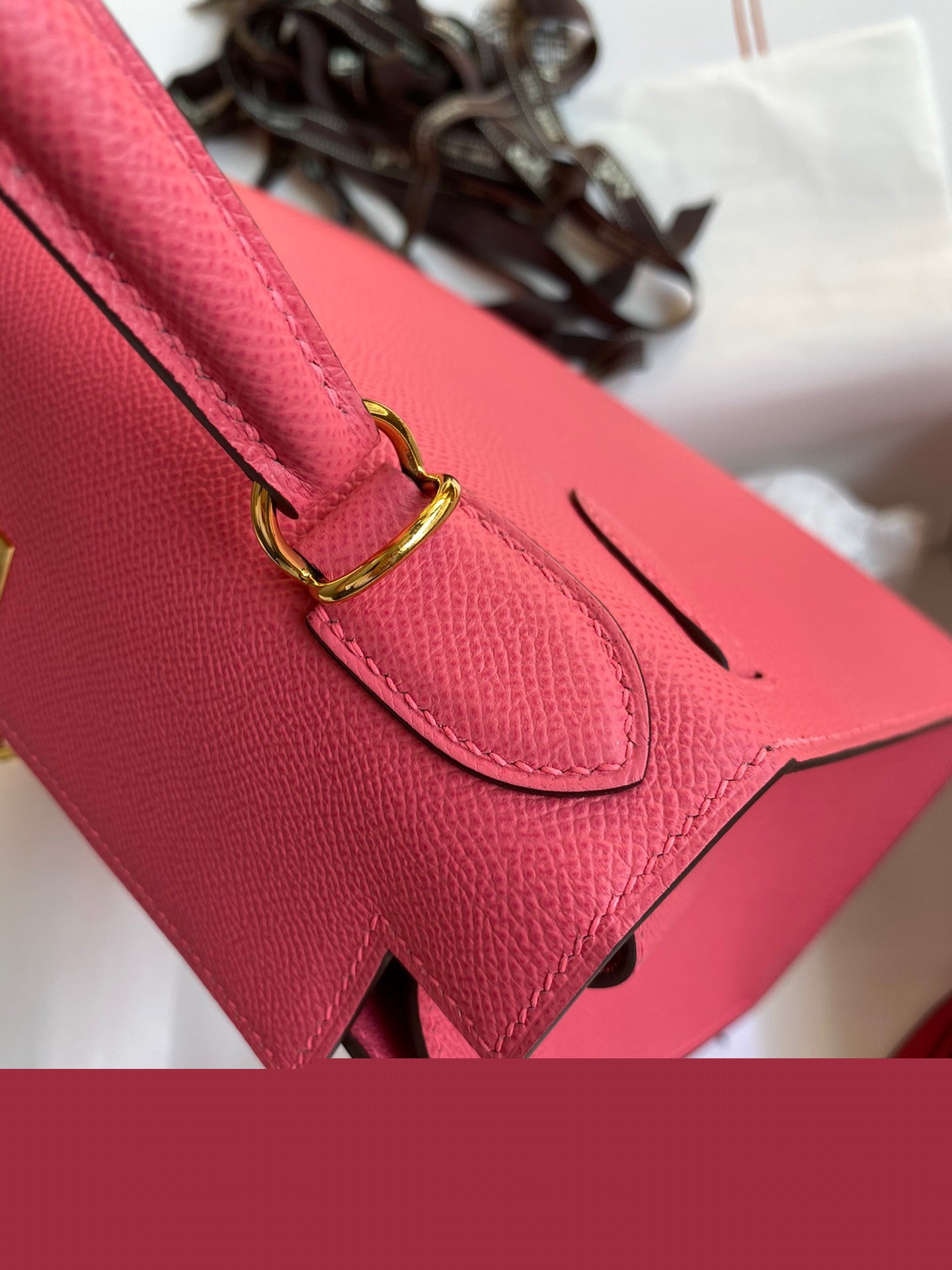 H**mes kelly sellier 28 handmade bag in rose lipstick epsom calfskin