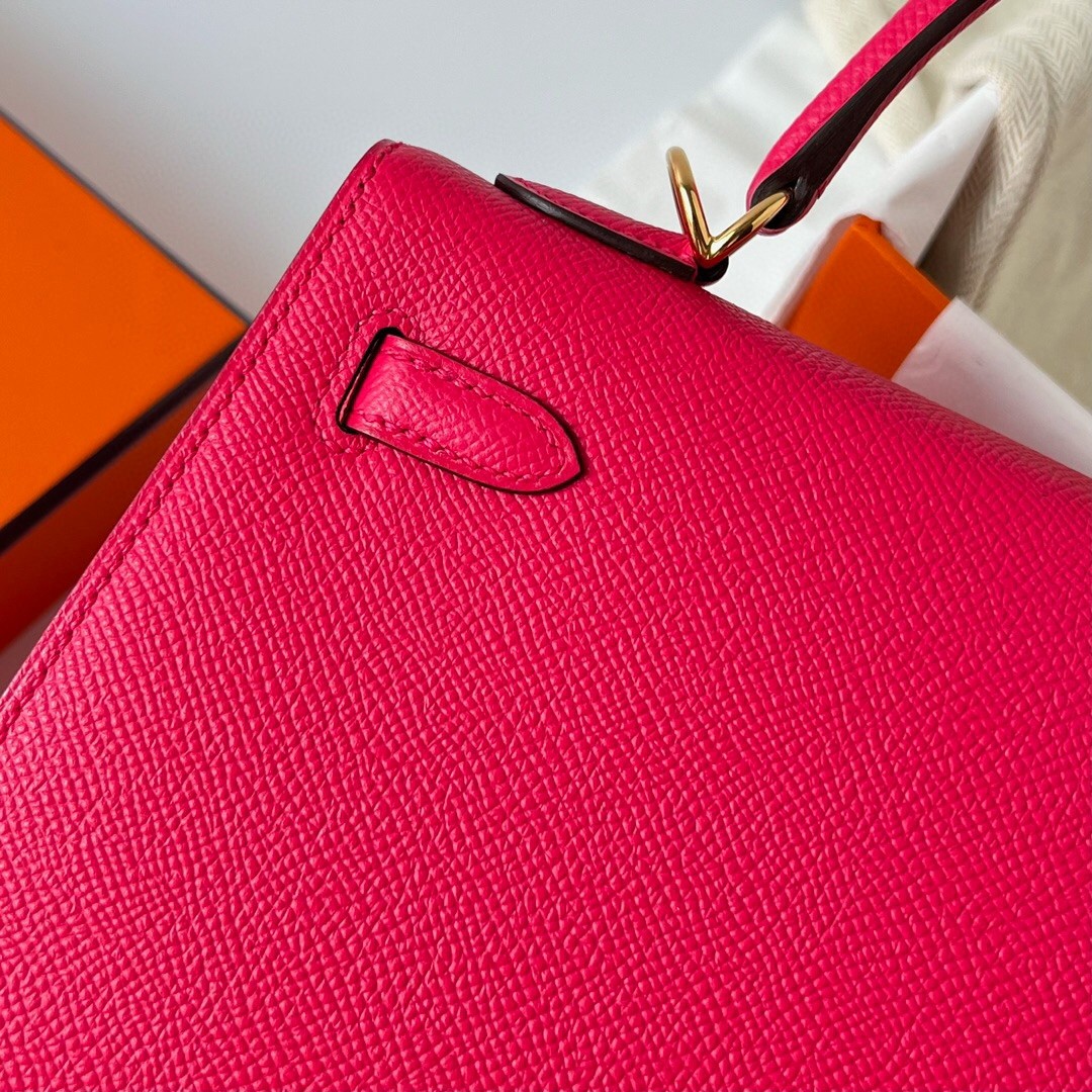 H**mes kelly sellier 28 handmade bag in rose extreme epsom calfskin