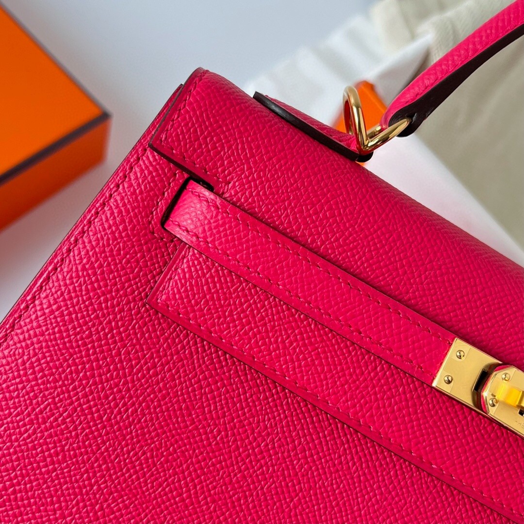 H**mes kelly sellier 28 handmade bag in rose extreme epsom calfskin