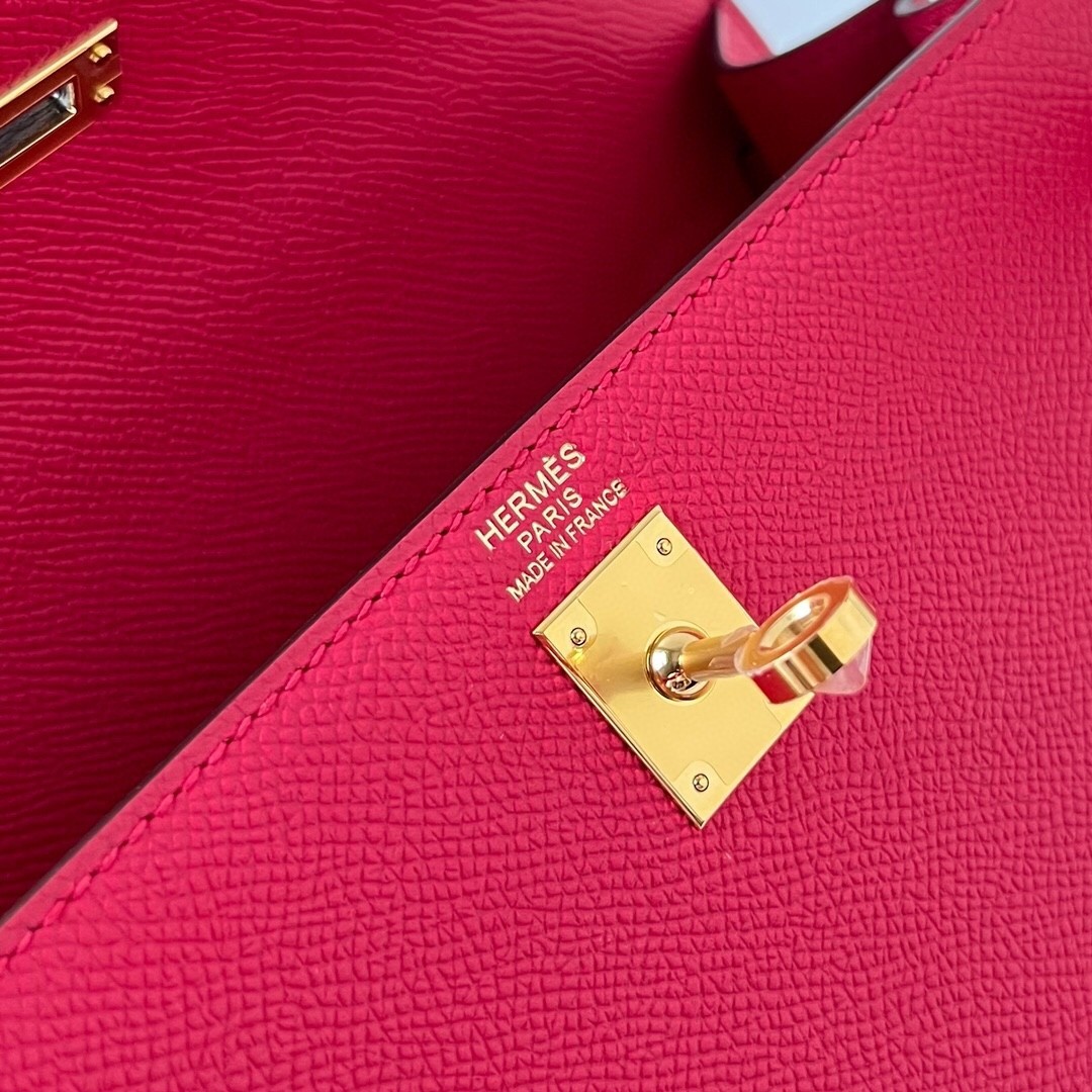 H**mes kelly sellier 28 handmade bag in rose extreme epsom calfskin