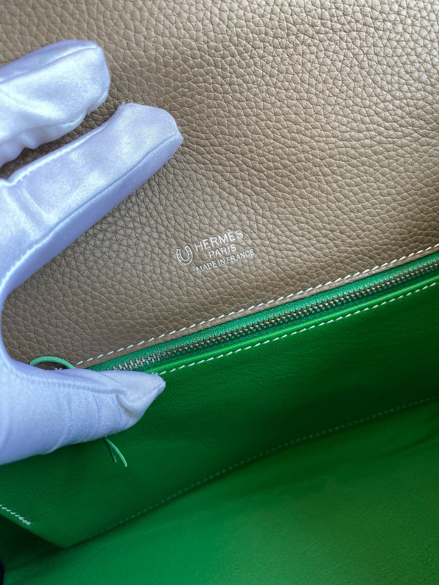 H**mes kelly 28 ghillies grizzly bag in bambou evercolor and olive veau doblis