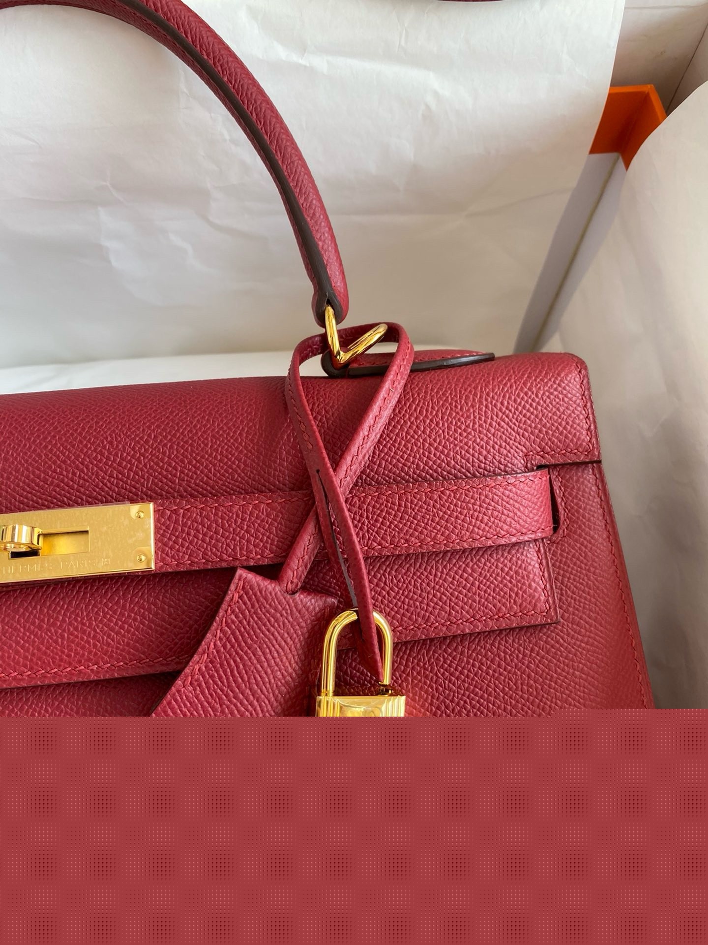 H**mes kelly sellier 32 handmade bag in red epsom calfskin