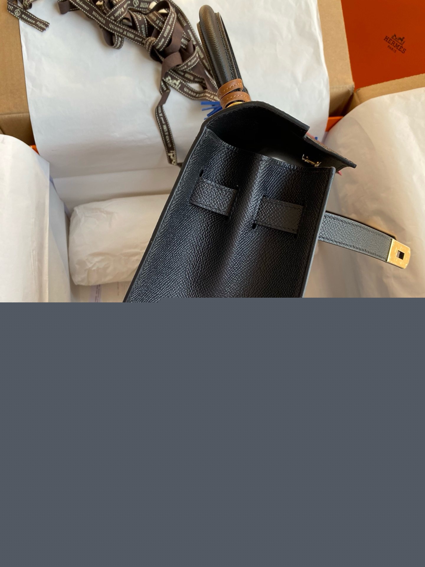 H**mes kelly sellier 35 handmade bag in black epsom calfskin