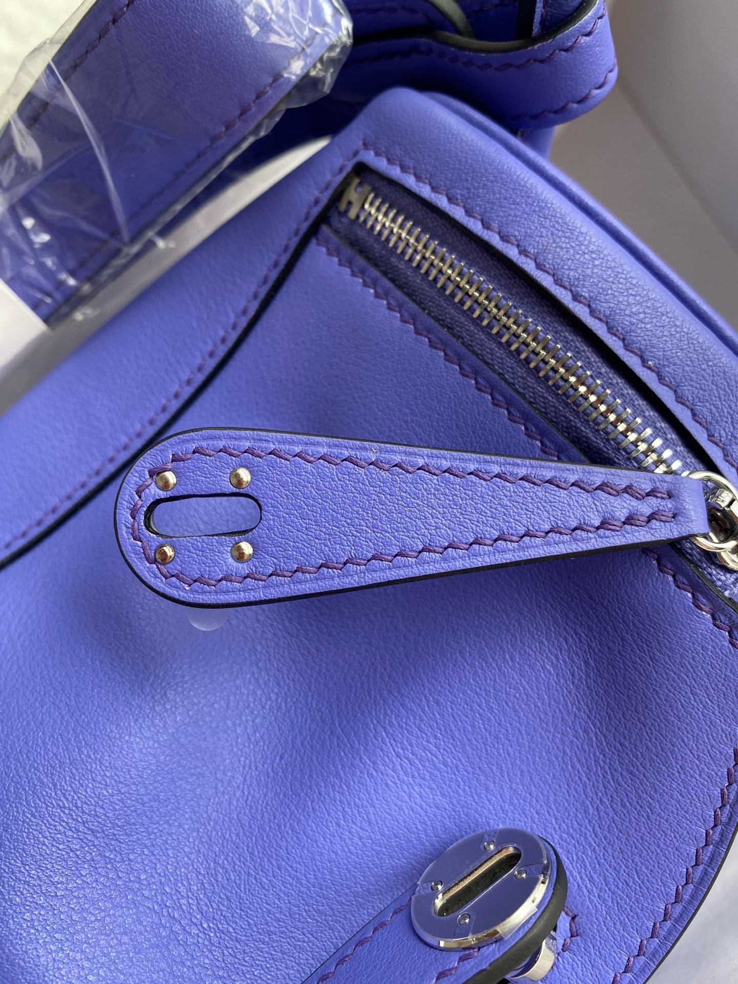 H**mes mini lindy handmade bag in lilas swift leather