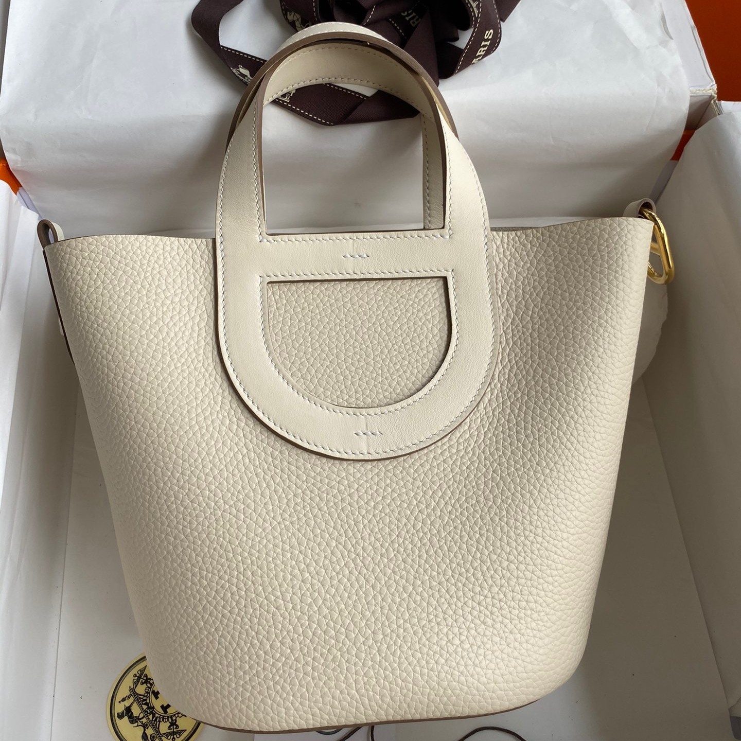 H**mes in the loop 18 handmade bag in craie clemence leather